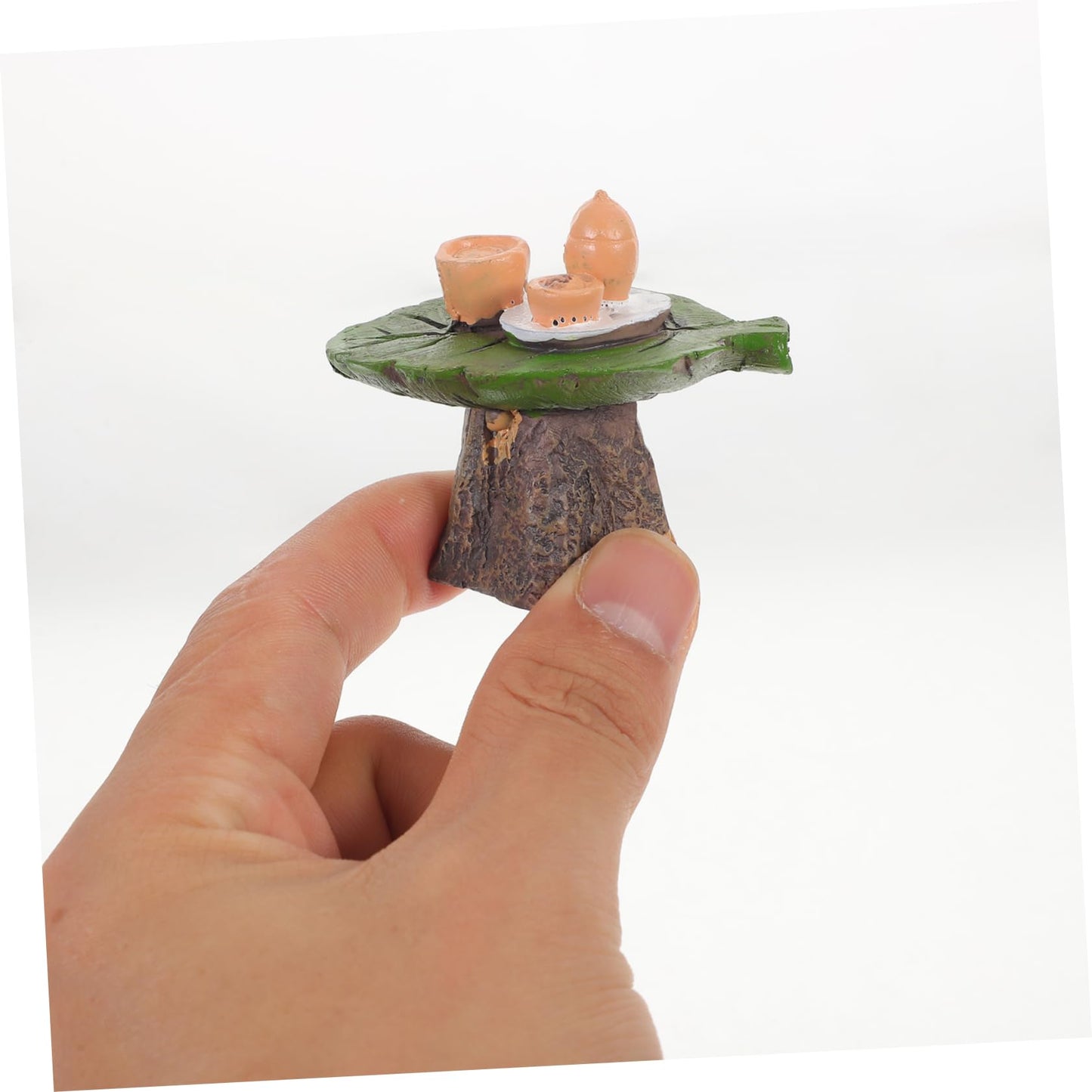 Vaguelly Micro Landscape Ornament Tiny House Table Decor Resin Tea Table Model for Fairy Garden