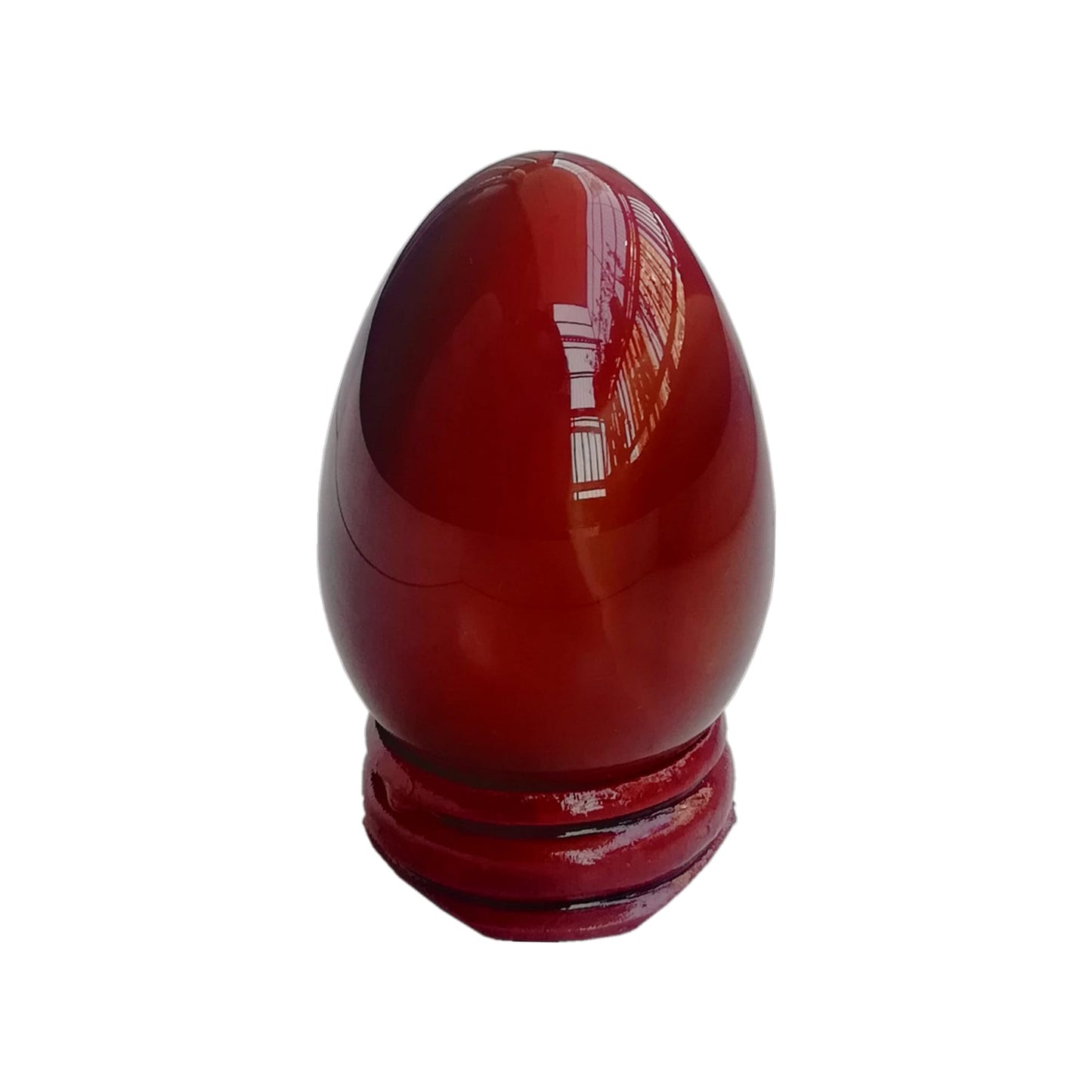 Sunshcat Natural Carnelian Egg Shaped Meditation Chakra and Home Decor Balance Crystals and Healing Stones Statue Set,35 * 50mm Easter and Thanksgiving Gift,with Wooden Bracket