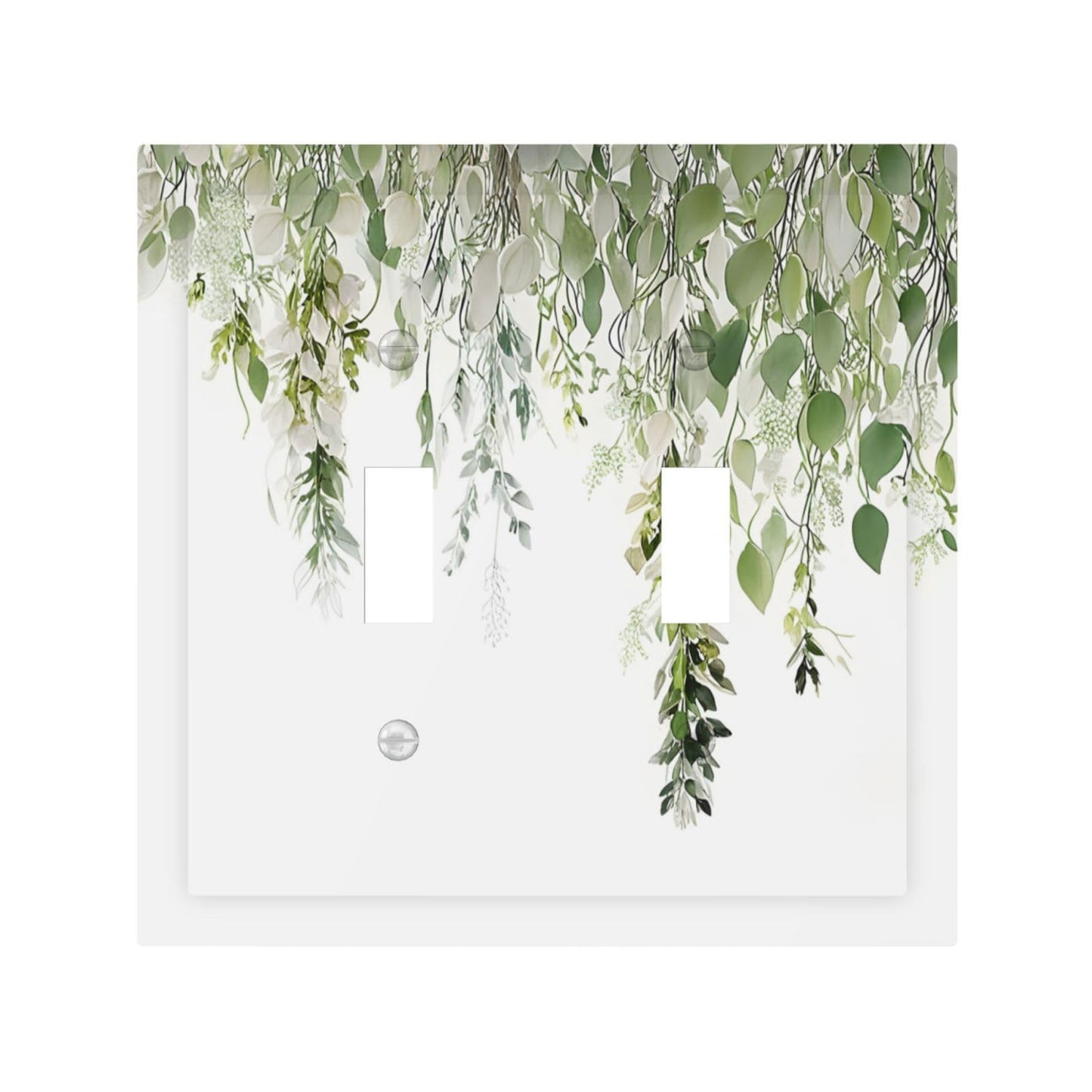 Green Eucalyptus Leaves Vine Nature Plants Decorative Switch Plates 2 Gang Double Toggle Outlet Light Switch Cover Wall Plate Electrical Faceplate for Bedroom Living Room Decor
