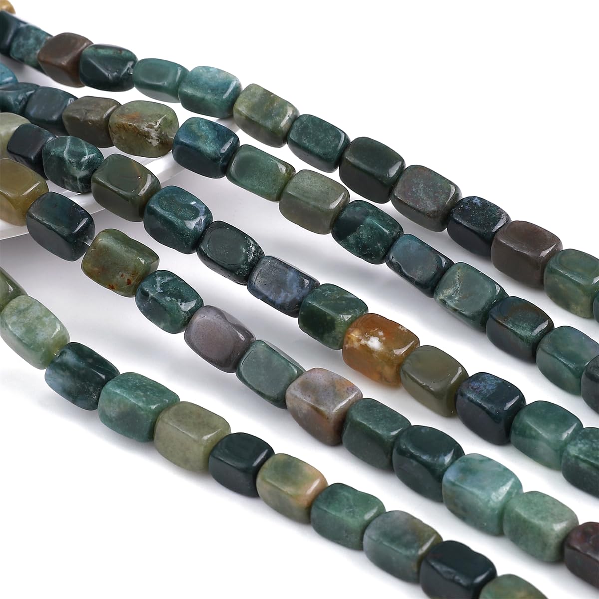 BEADIA Natural Indian Agate Cuboid Stone Loose Semi Gemstone Beads for Jewelry Making 8mmx12mm 38cm/Strand