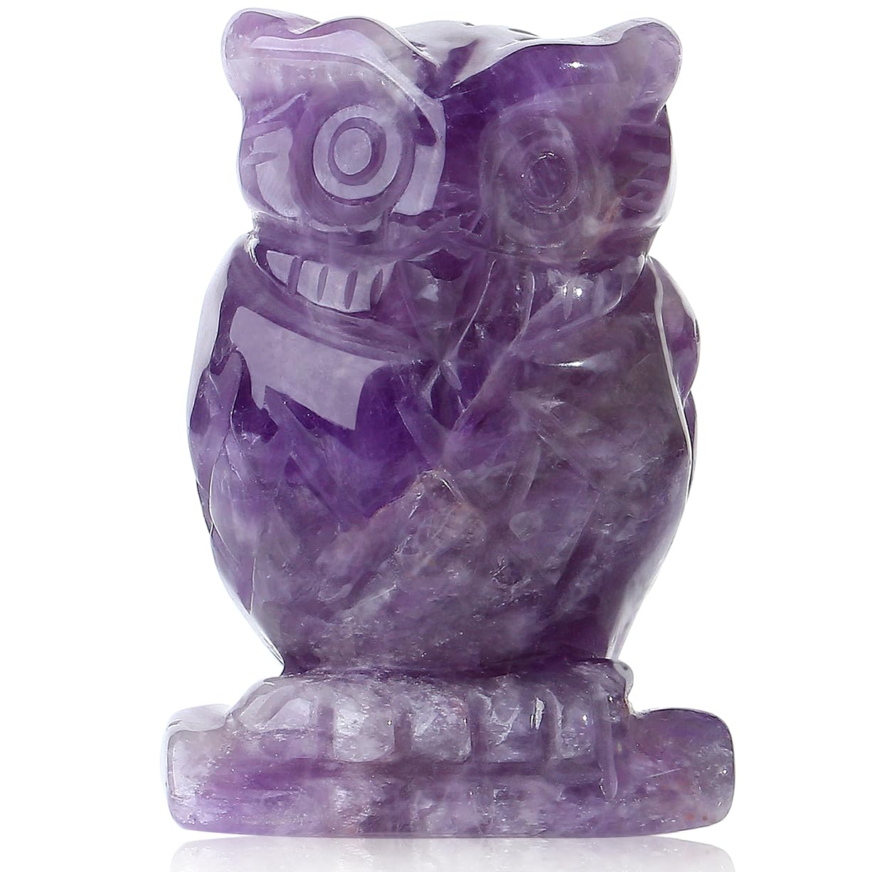 YATOJUZI 2” Owl Decors Natural Amethyst Crystals Stones Purple Cute Decor Polished Hand-Carved Sculpture Statue Figurines Gemstone Home Office Desk Decoration Reiki Energy Gifts