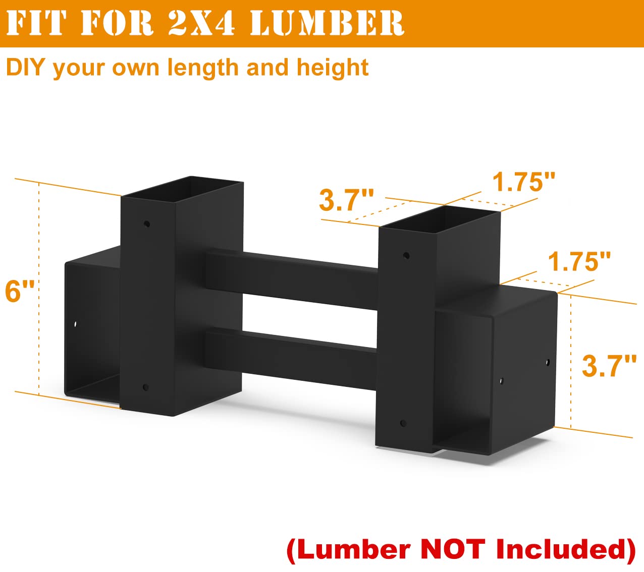 BALIE SPACE Outdoor Firewood Rack Brackets Kit for Fire Wood Pile Storage, Adjustable log stacking Stand Holder for 2x4 lumber, Black, Set of 2