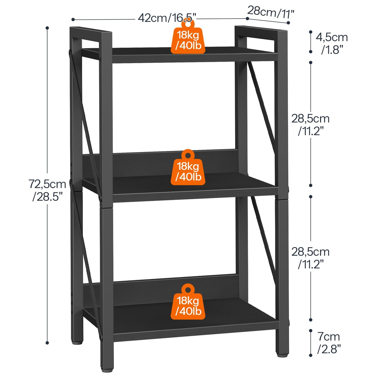 HOOBRO Bookshelf, 3-Tier Industrial Bookcase, Book Shelf Storage Organizer, Small Bookshelf with Metal Frame for Living Room, Bedroom, Home Office, Kitchen, Black BB71SJ01