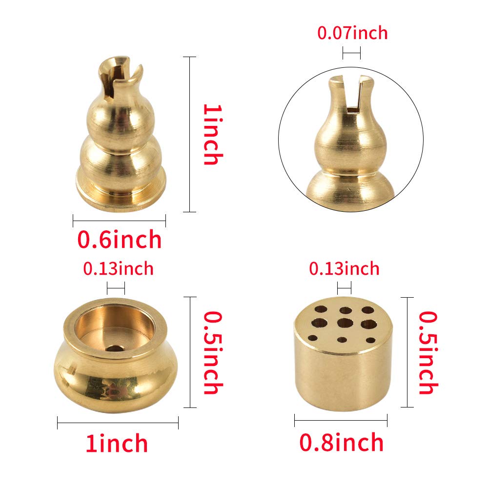 HOKPA Incense Burner, Copper Incense Holder Cone Holder Gourd Incense Burner for Joss Stick, Tower Incense, Incense Coil (3 Styles)