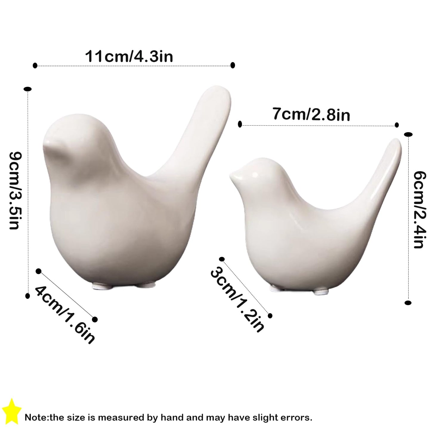 GJFASGF Small Animal Statues, White Bird Figurines Home Decor, Modern Home Decorative, Ceramic Decor for Office Desktop, Bookshelf, Bedroom, Living Room, Cabinets (White 2 Pcs)