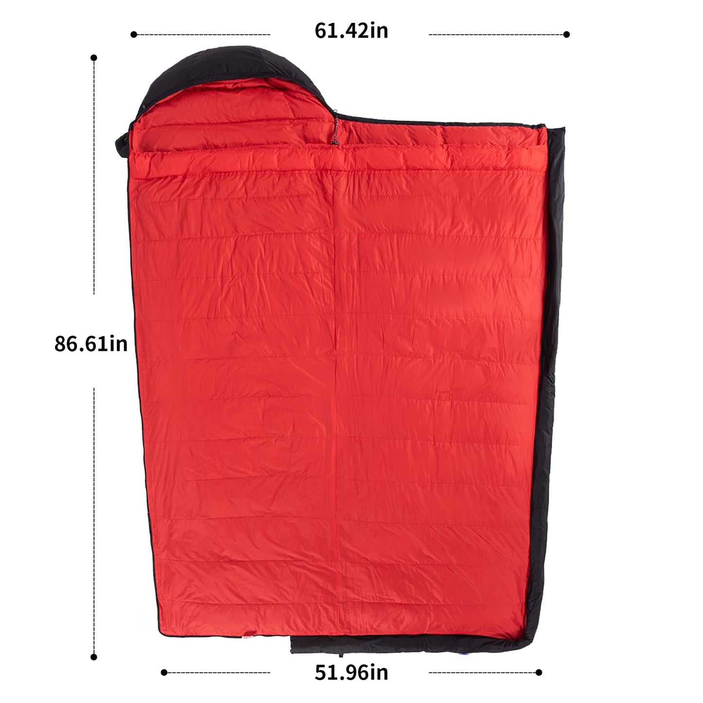 QEZER Down Sleeping Bag for Adults 600 Fill Power Down Sleeping Bag Cold Weather Ultralight Sleeping Bag with Compression Sack for Backpacking, Camping, Hiking (500g Down Filling-Black-Right Zip)