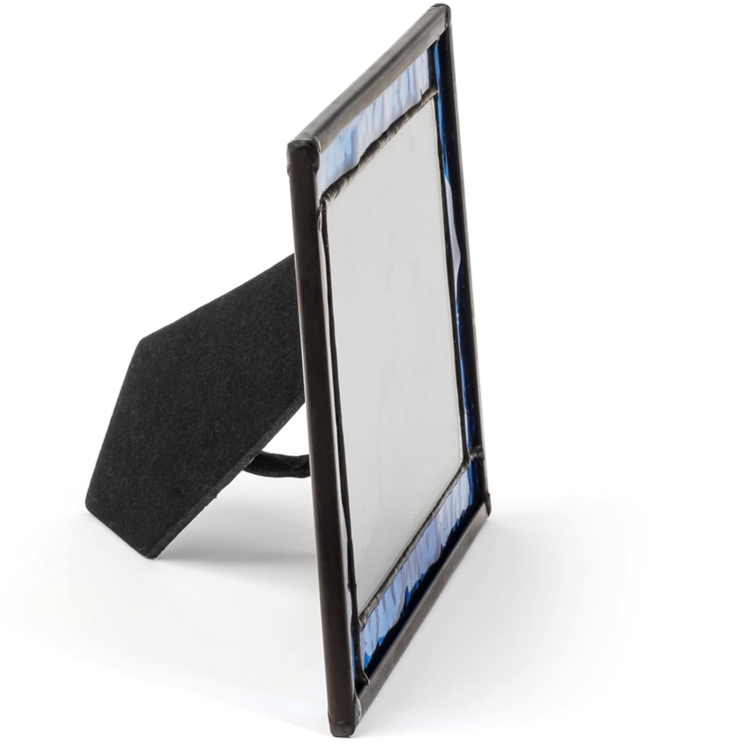 Blue Picture Frame Stained Glass Easel Back 4x6 Photo Display Horizontal Vertical Home Decor Graduation Gift for Women or Men Family Vacation Pic 324-46HV