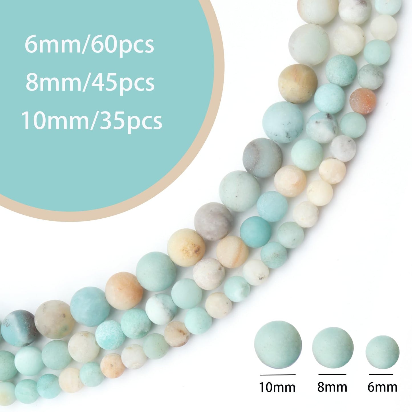 Siomia 45pcs 8mm Natural Matte Amazonite Beads Energy Healing Crystal Round Loose Stone Beads for Jewelry Making, DIY Bracelets Necklaces