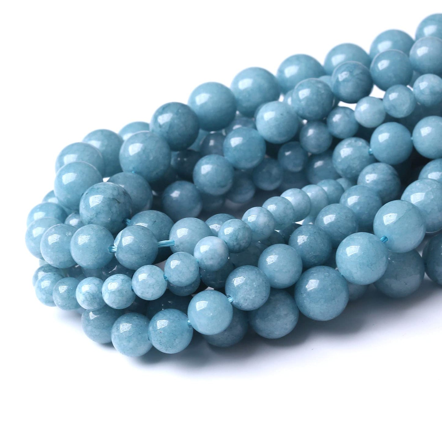 Blue Chalcedony Natural Stone Beads Gems Round Loose Beads Jewelry Making DIY Bracelet Necklace Accessory 1 Strand 45PCS 8MM 15"