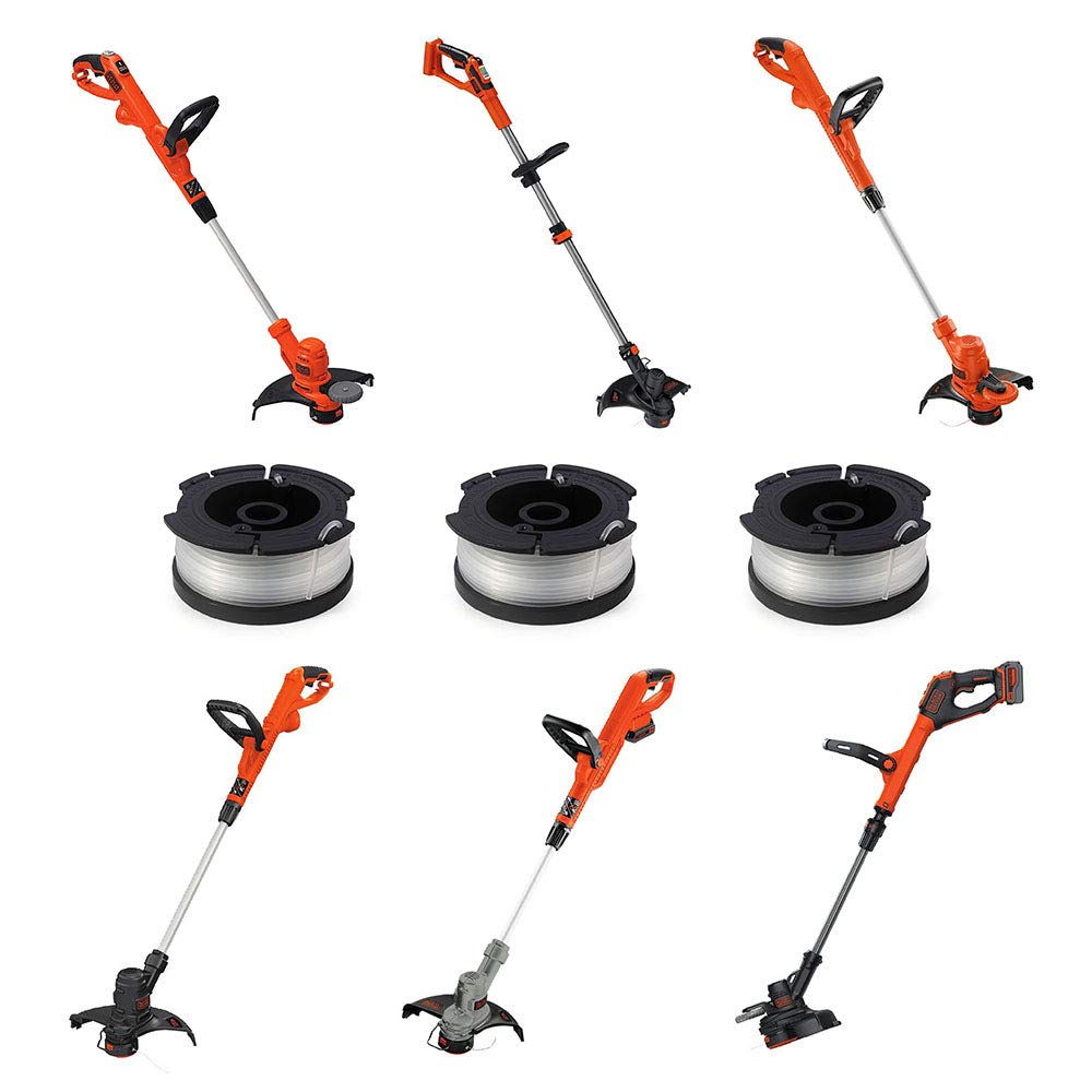 THTEN AF-100 String Trimmer Spool Compatible with Black and Decker GH600 GH900 LST201 LSTE525 BESTA510 30ft 0.065" Refills Line AFS Weed Eater Edger with RC-100-P Spool Cap Covers 6 Pack