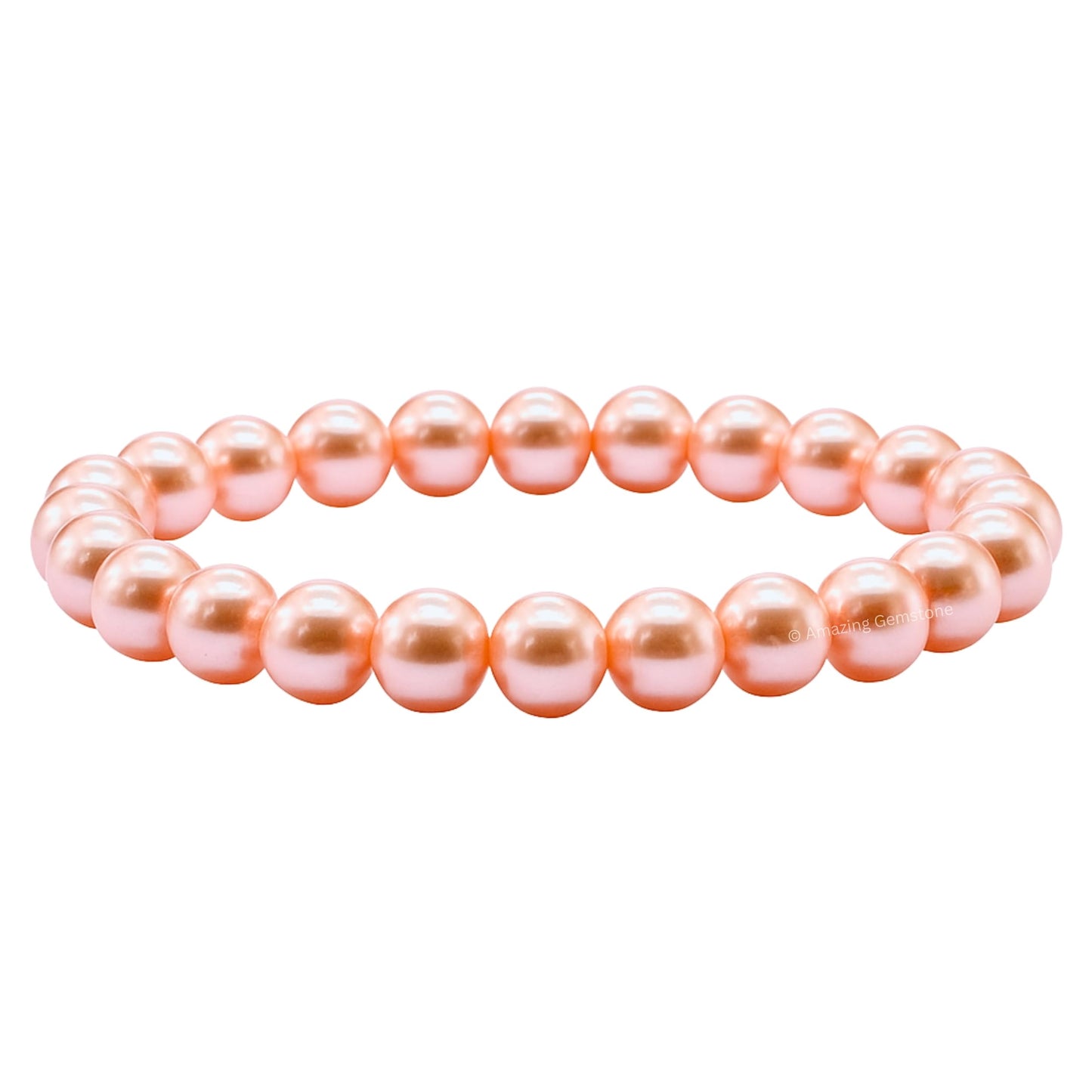 Amazing Gemstone Crystal Bracelet for Women Men's Gifts - Protection Healing Crystal Bracelet - 8mm Gemstone Beaded Stretchable Bracelet Pulseras Para Hombres Mujer Stocking Stuffers Mothers Day Gift (Peach Pearl)