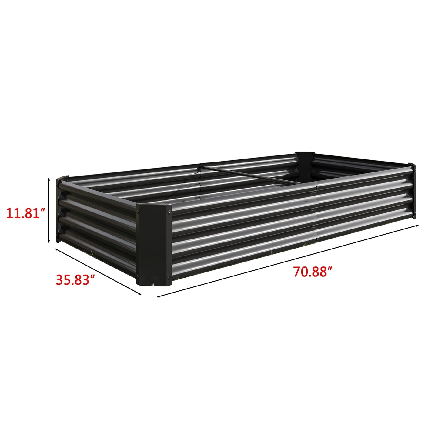 FOUBAM Galvanized Raised Garden Bed for Vegetables,Planter Raised Garden Boxes Outdoor,Metal Raised Garden Beds Steel Kit for Vegetables Flower Herb Patio Black Rectangle