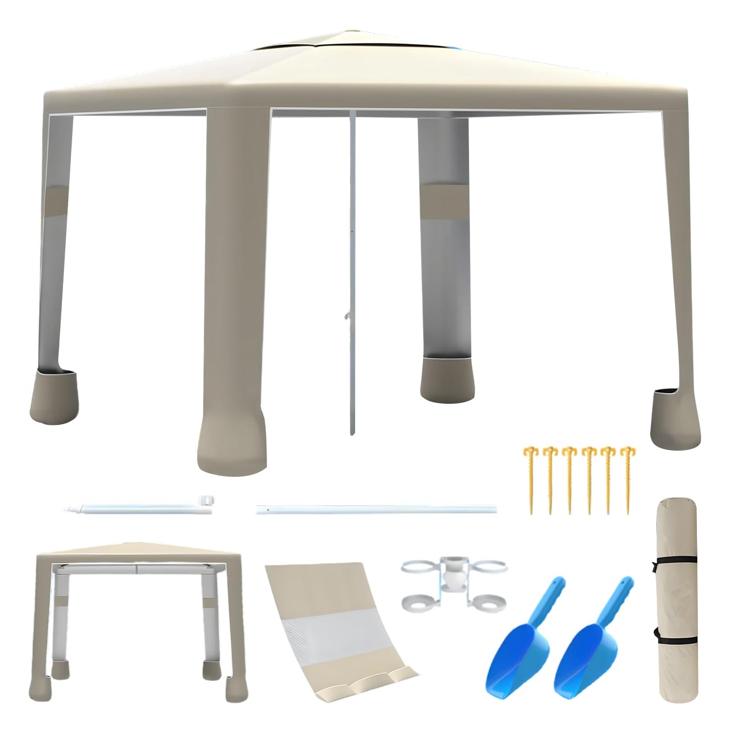 cepkquis Beach Tent,8'×8' Large Beach Canopy for 4-6 People,Easy Setup Beach Sun Shelter with UPF 50+ Protection,Adjustable Height & Wind Resistant Beach Cabana for Family,Party (Khaki - Solid)