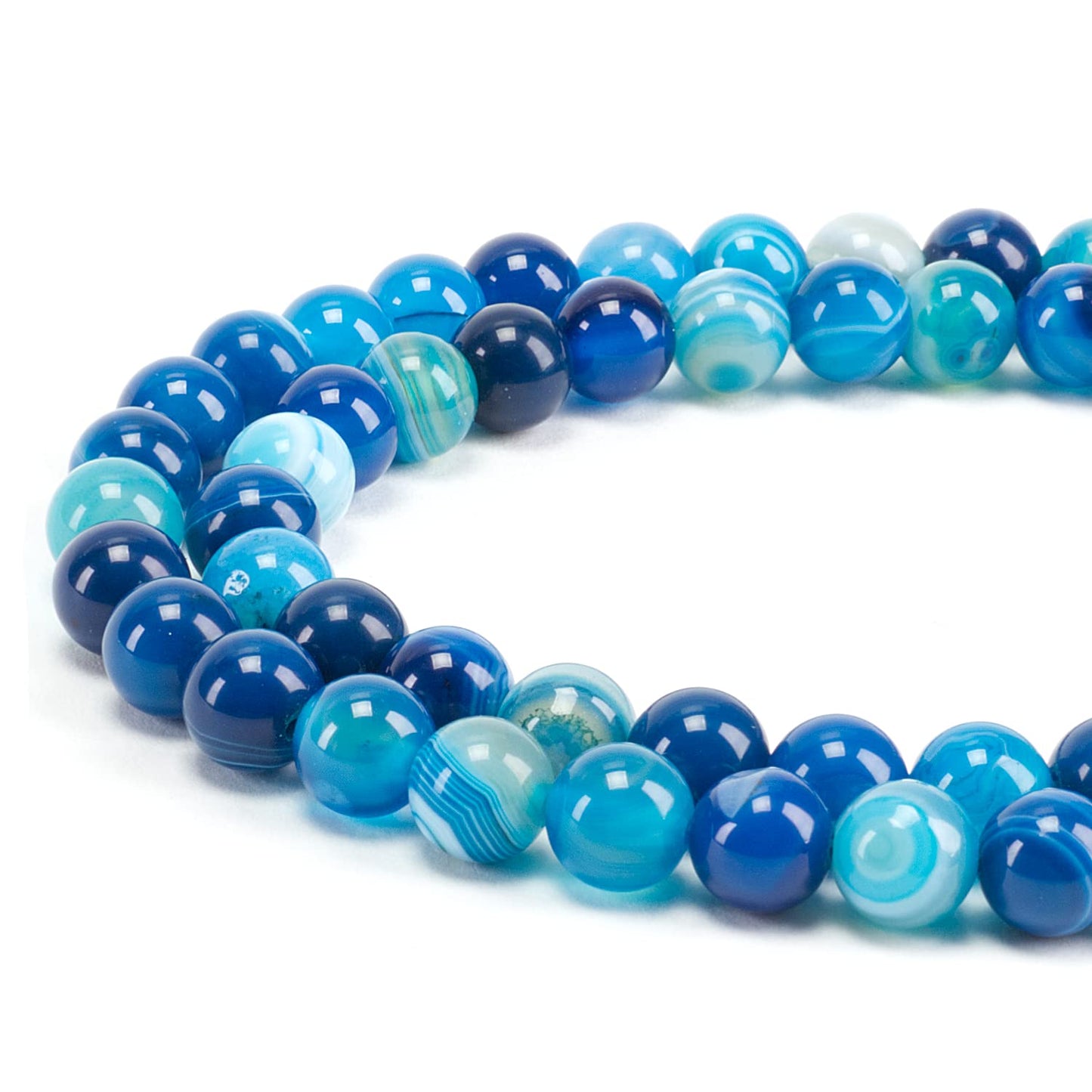 Cherry Tree Collection | 100PCS 6mm Lace Agate (Blue) Gemstone Round Beads for Jewelry Making | Includes Storage Box, Elastic String, and Needles