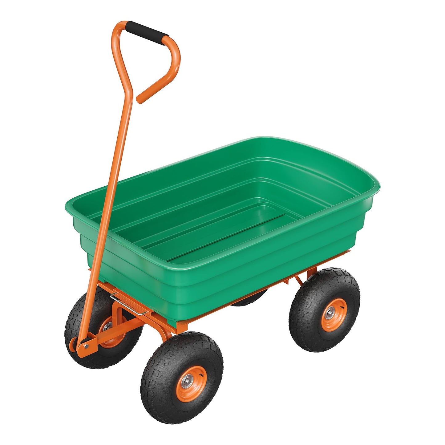 Jojoka 1200 Lbs Heavy Duty Garden Dump Cart, 4 Cu ft Rust-Resistant Poly Utility Wagon with 10-Inch All-Terrain Pneumatic Tires and Quick-Release Dumping for Yard, Lawn, and Landscaping
