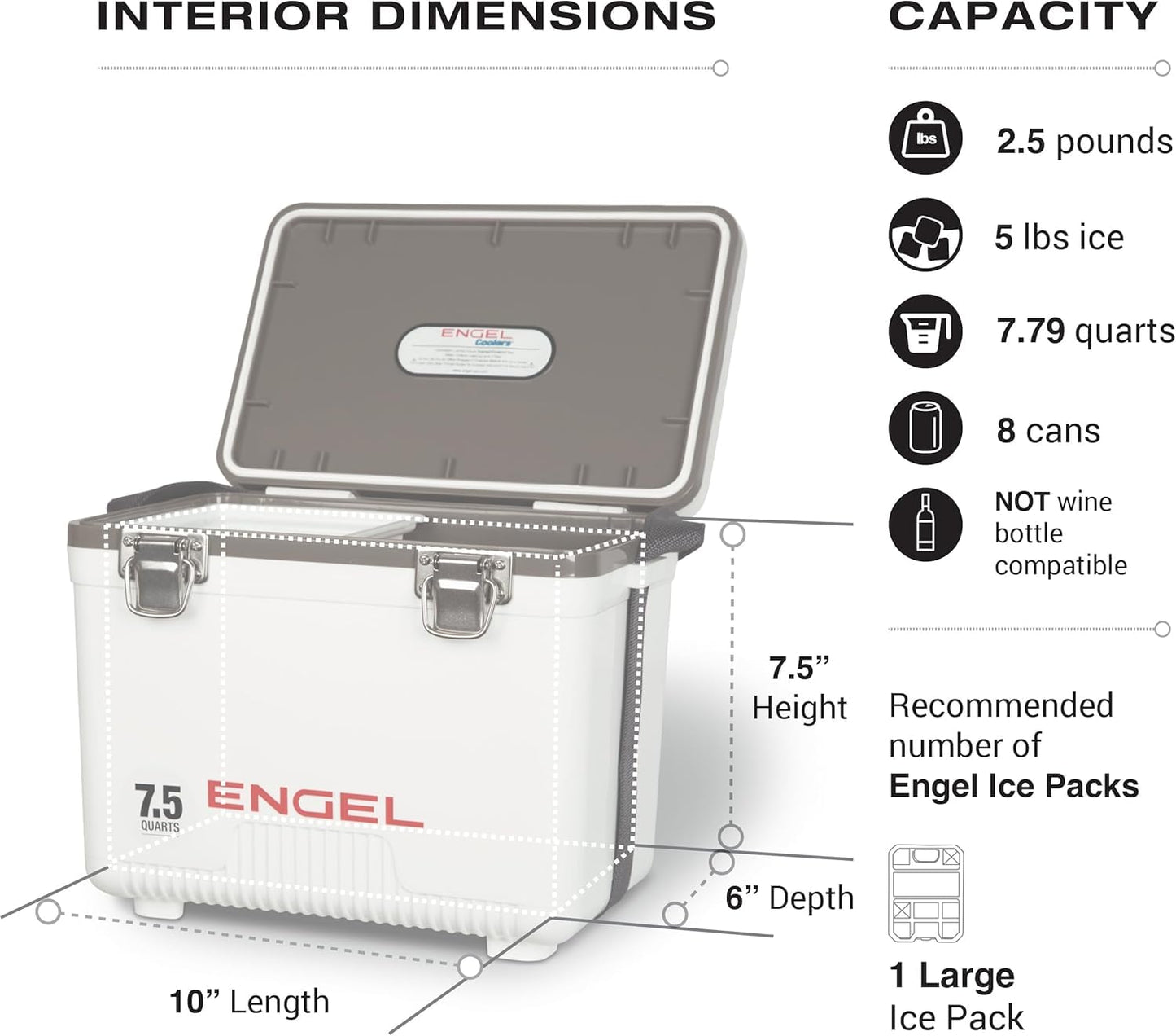Engel UC7 7.5qt Leak-Proof, Air Tight, Drybox Cooler and Small Hard Shell Lunchbox for Men and Women in Arctic Blue