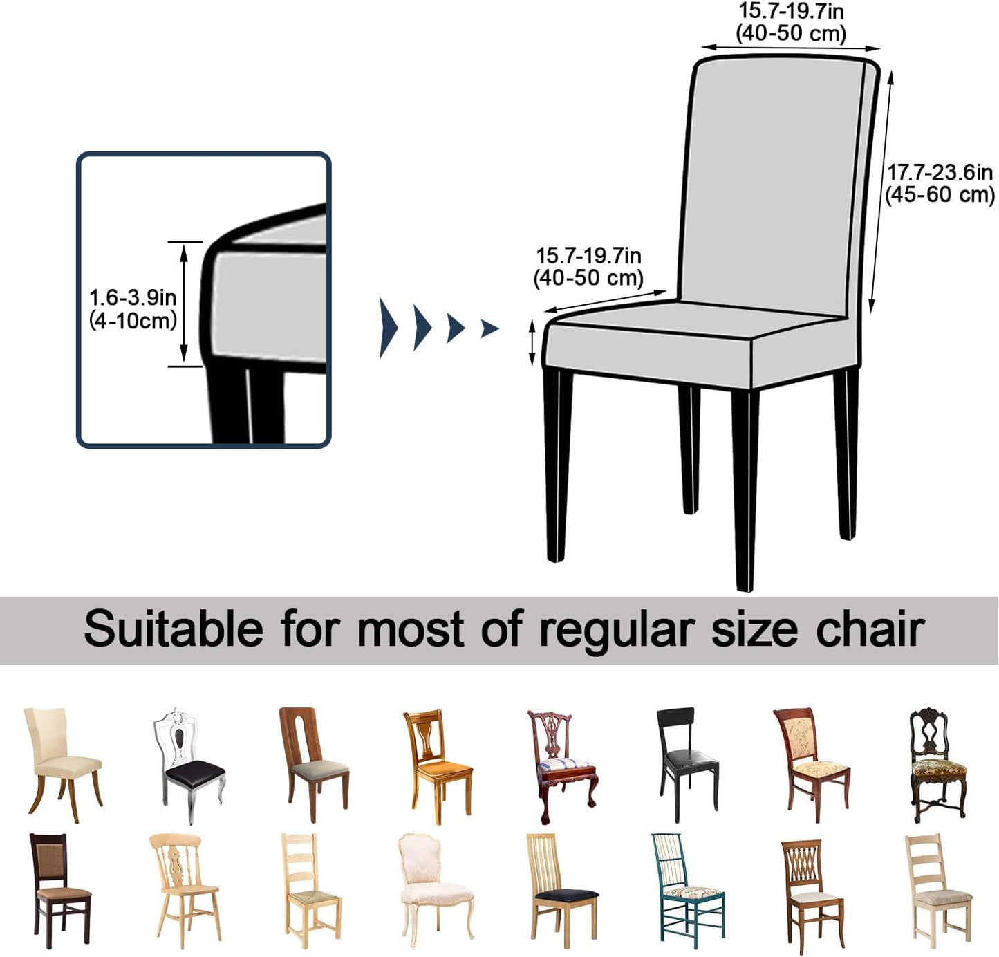 Keyroal Dining Room Chair Covers Set of 1, Stretch Printed Parsons Chair Slipcovers Spandex Removable Washable Kitchen Chair Protector Cover for Dining Room, Hotel, Ceremony