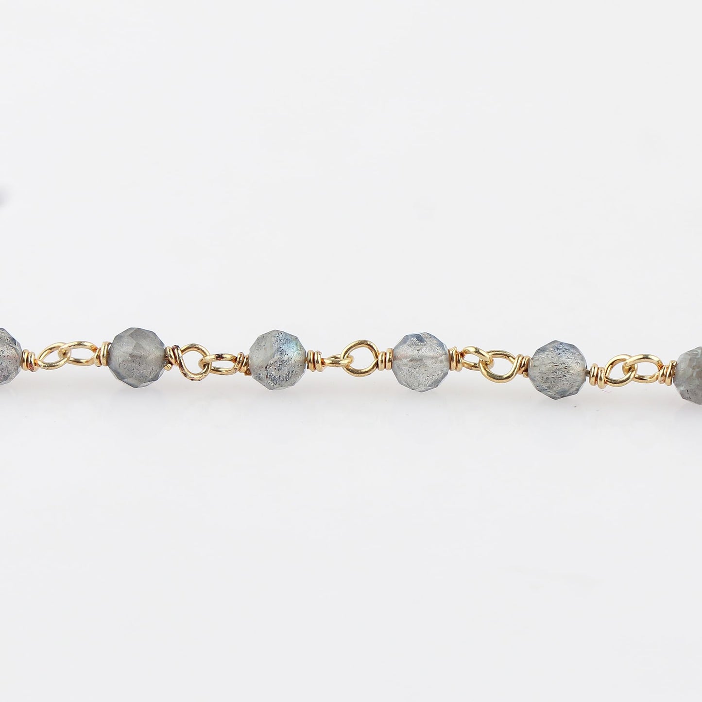 JOR Natural Labradorite Beaded Rosary Anklet, Handmade Craft, Anklet Beads Bracelet, Chakra Healing Anklet, Gemstone Women Jewelry, Hypoallergenic Gold Plated Anklet 9 inch + 2 inch (1pcs)