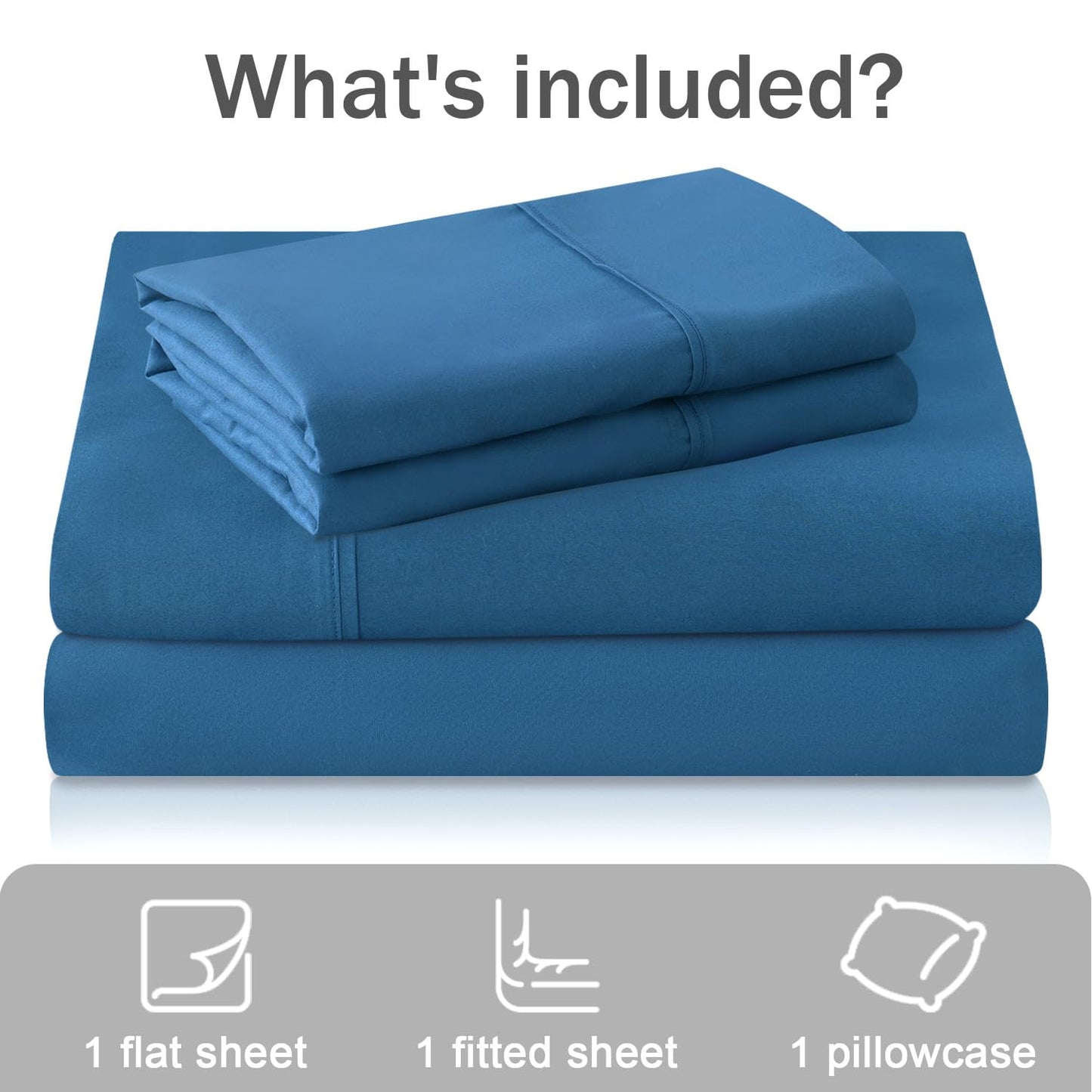 MICORAL Twin Bed Sheets Set, Soft Breathable Bedding Sheet Set, Sheets Set with 16" Deep Pocket Design (3 Pieces, Twin, Royal Blue)