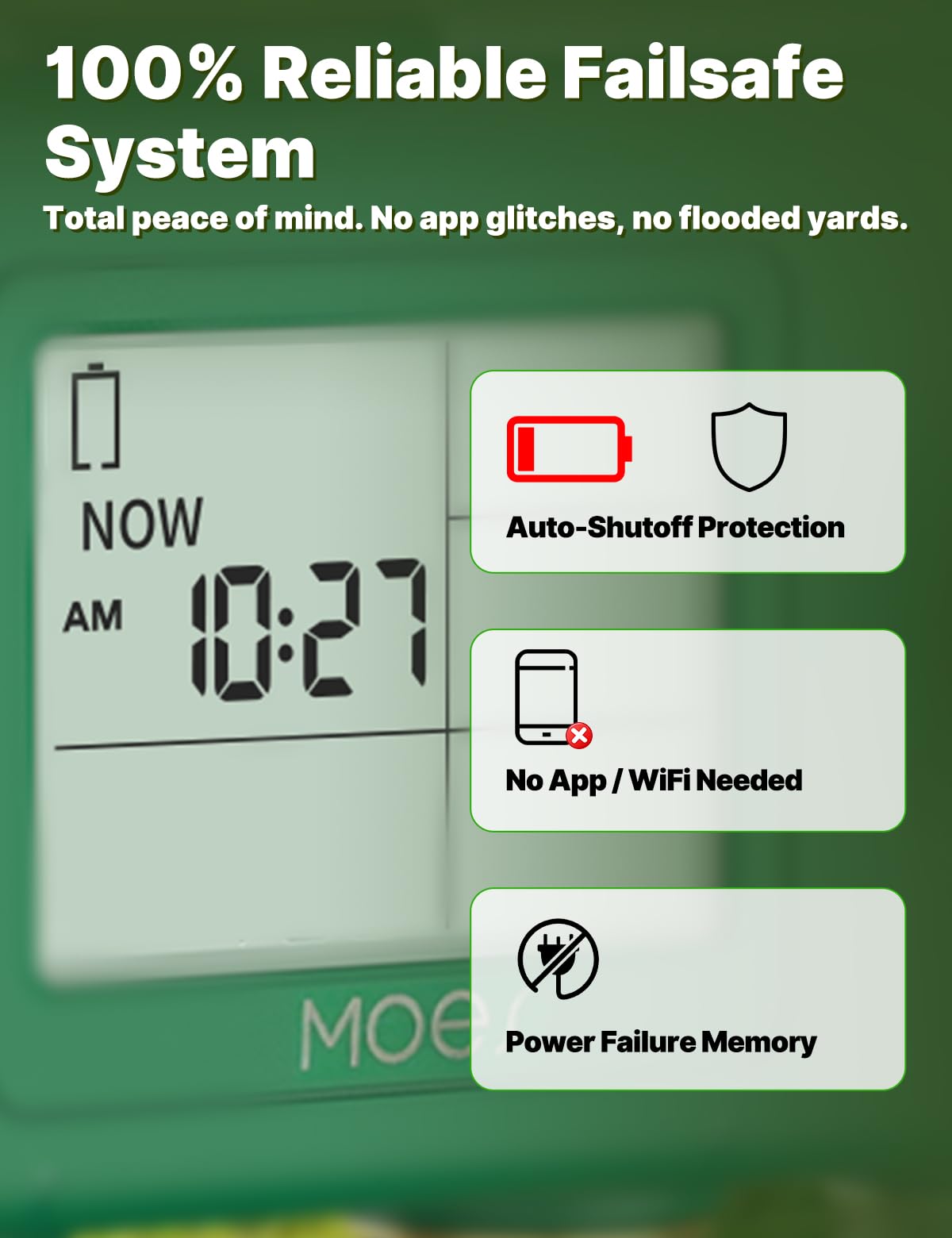 MOES 2 Zone Water Timer for Garden Hose, Heavy Duty Solid Brass Inlet & Outlets, Programmable Sprinkler Timer Battery Operated, Automatic Dual Faucet Valve with Sequential Watering (Non-WiFi)