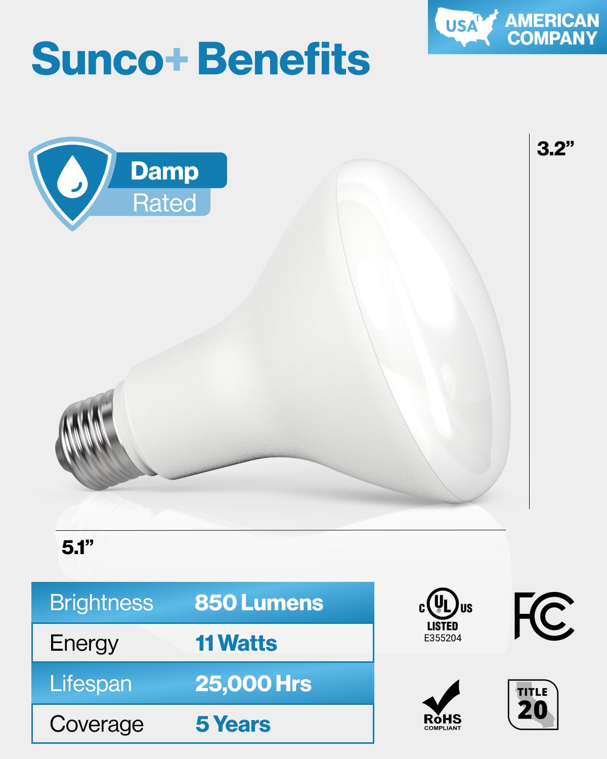 Sunco 6 Pack BR30 Light Bulb LED Recessed Can Light Bulbs, Indoor Flood Light Bulb 850 LM, 11W (65W Equivalent), 3000K Warm White, Dimmable, E26 Base, for Home, Kitchen, Bedroom UL