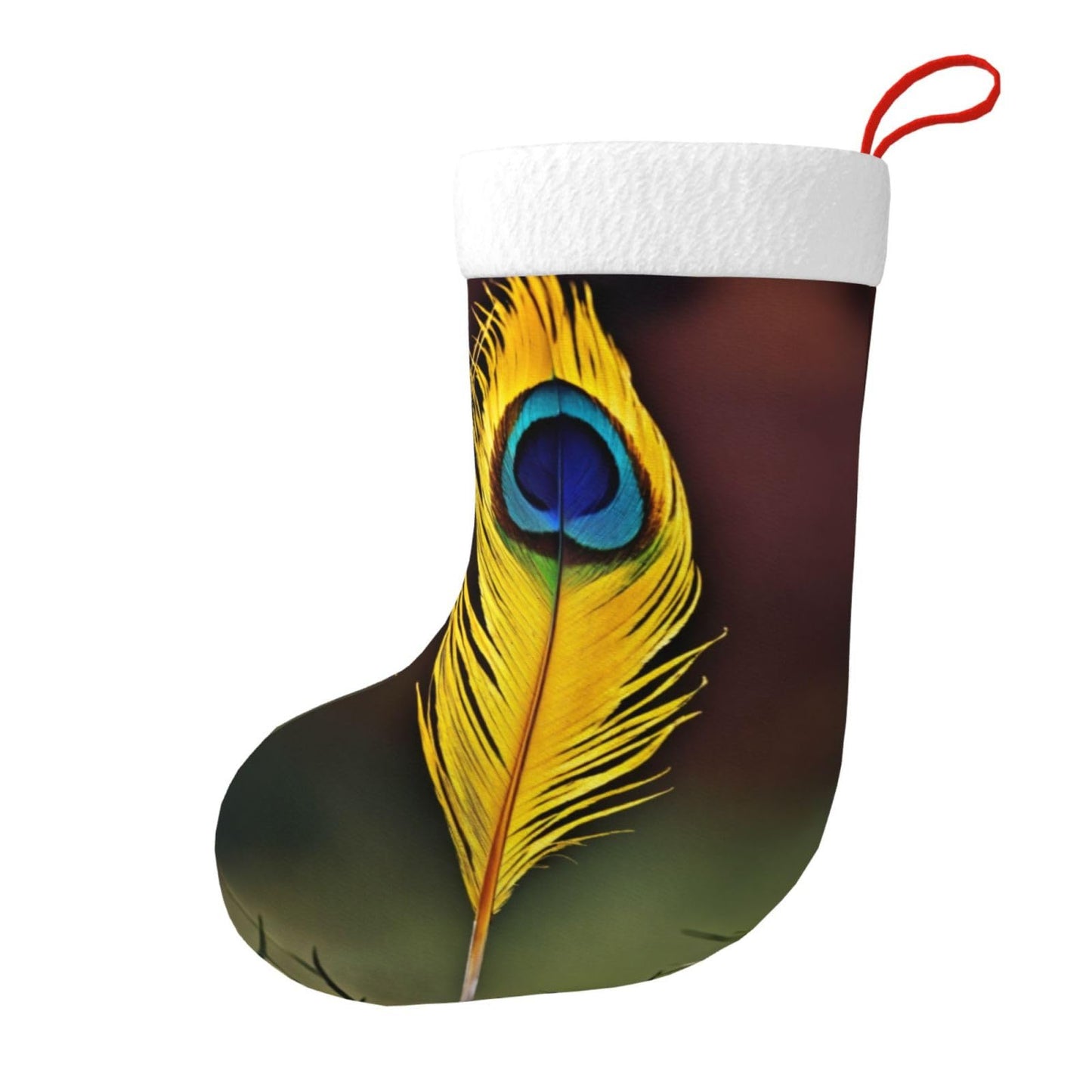 MYHSZTAH Feather Print Novelty Joyful Season Decorative Socks,Festive Ornament,Traditional Christmas Socks