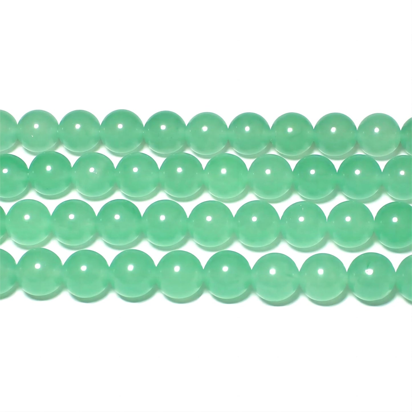 MJDCB Stone Beads 8mm 43pcs Round Mint Green Jade Loose Gemstone Bead Charms for Jewelry Making Bracelet Necklace Earring Pendant