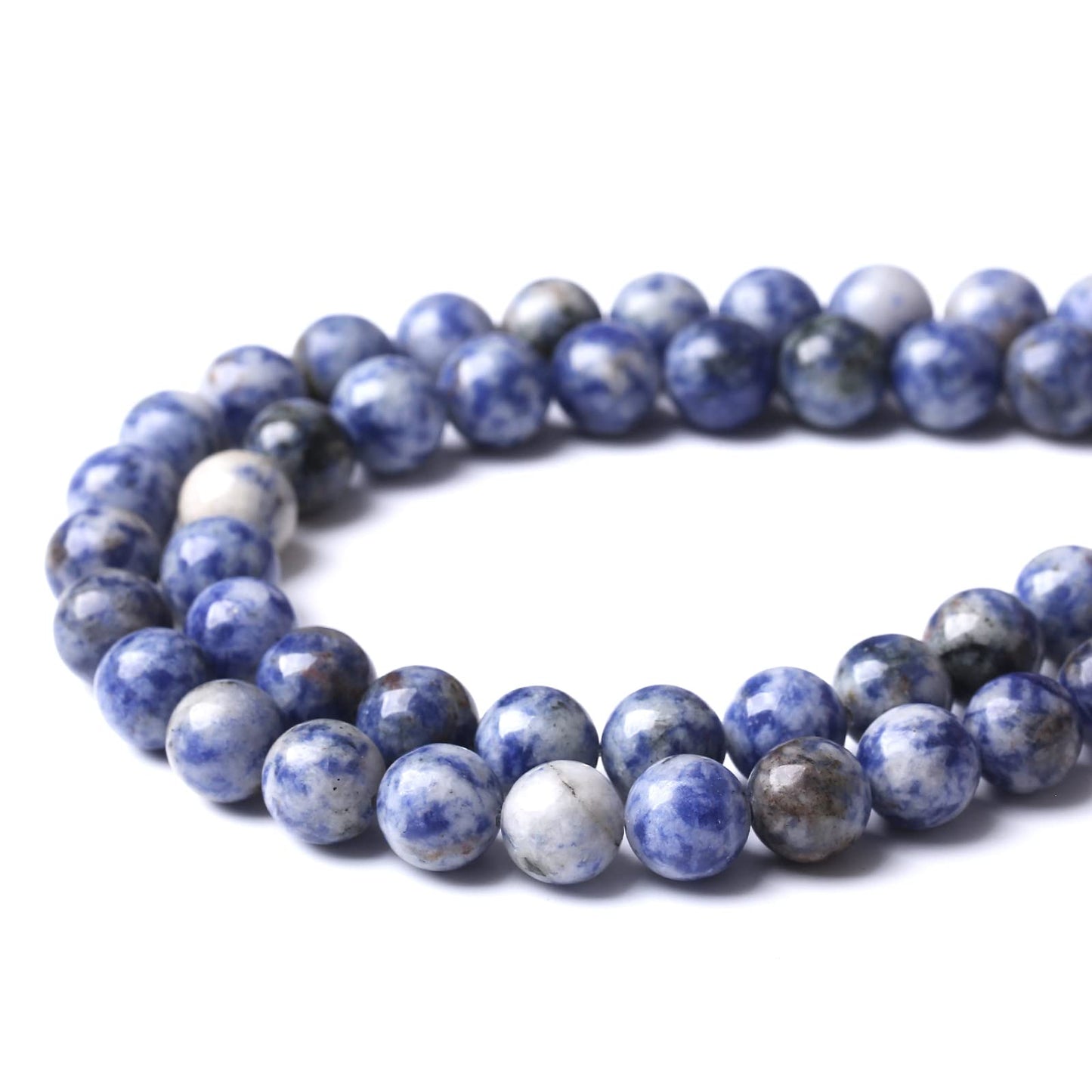 45PCS 8MM Natural Sodalite Beads Round Loose Stone Beads for Jewelry Making DIY Energy Stone Healing Power Bracelet 15"