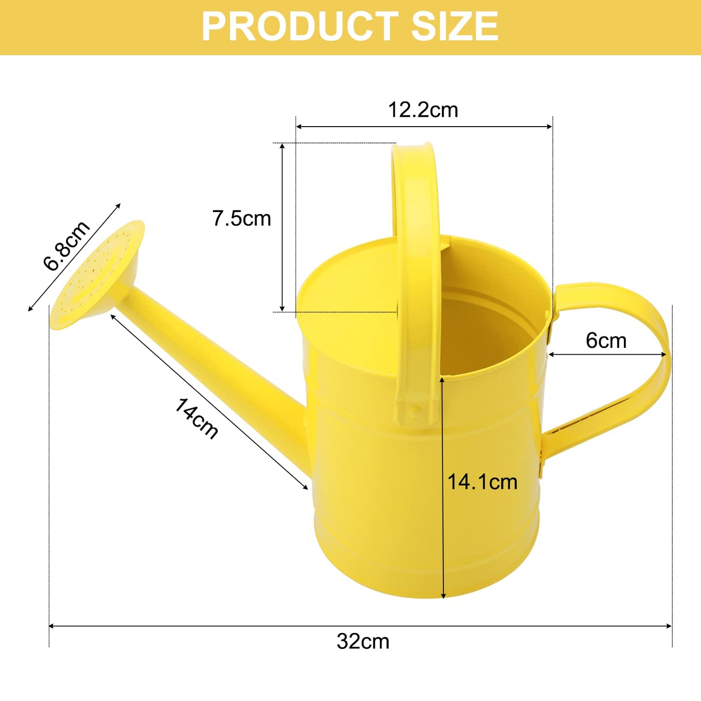 Finderomend Metal Watering Can 1.5L/51oz, Iron Art for Outdoor Plants, Yellow
