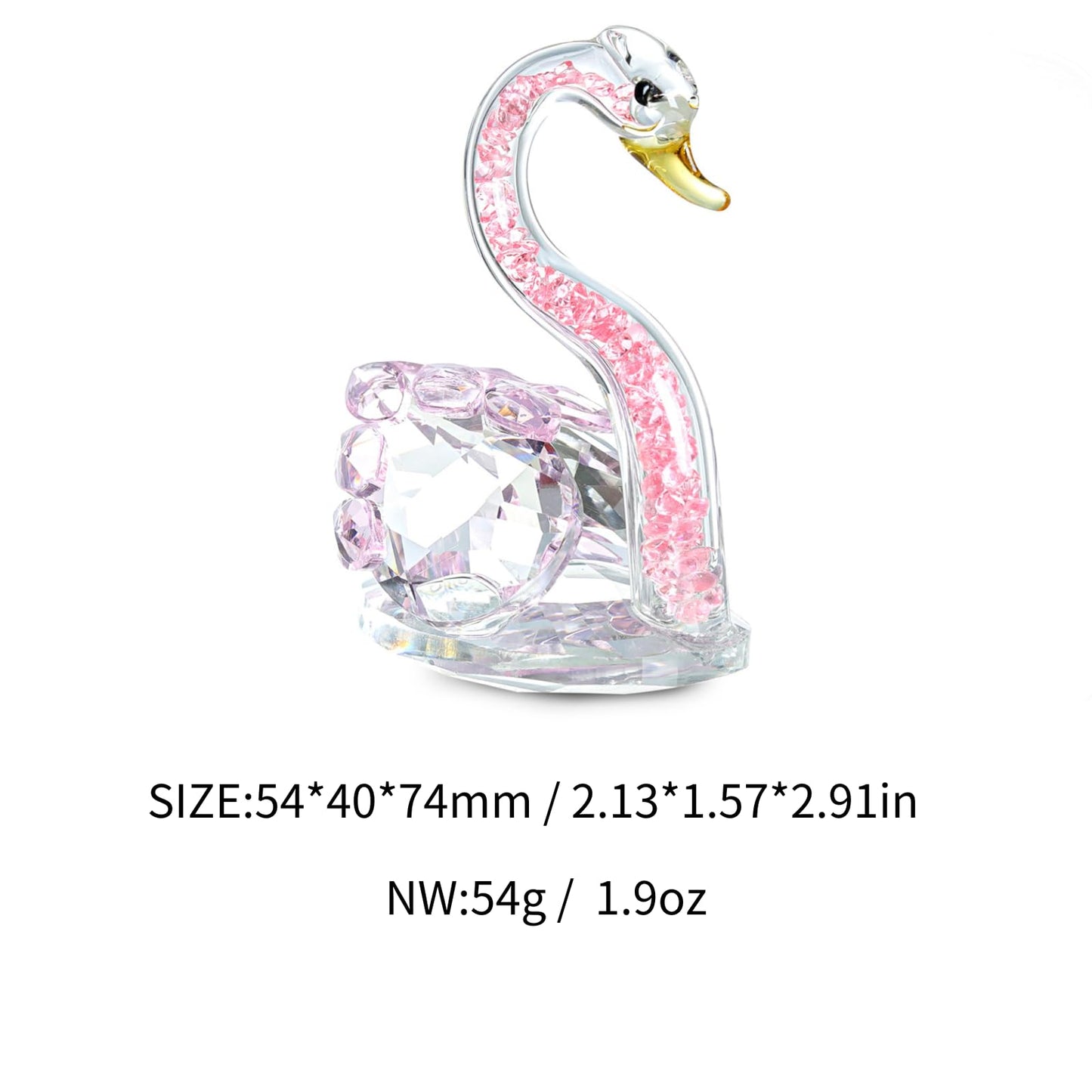 JATYFING Crystal Swan Decor Glass Figurine for Home for Wife Or Girlfriend (Pink)