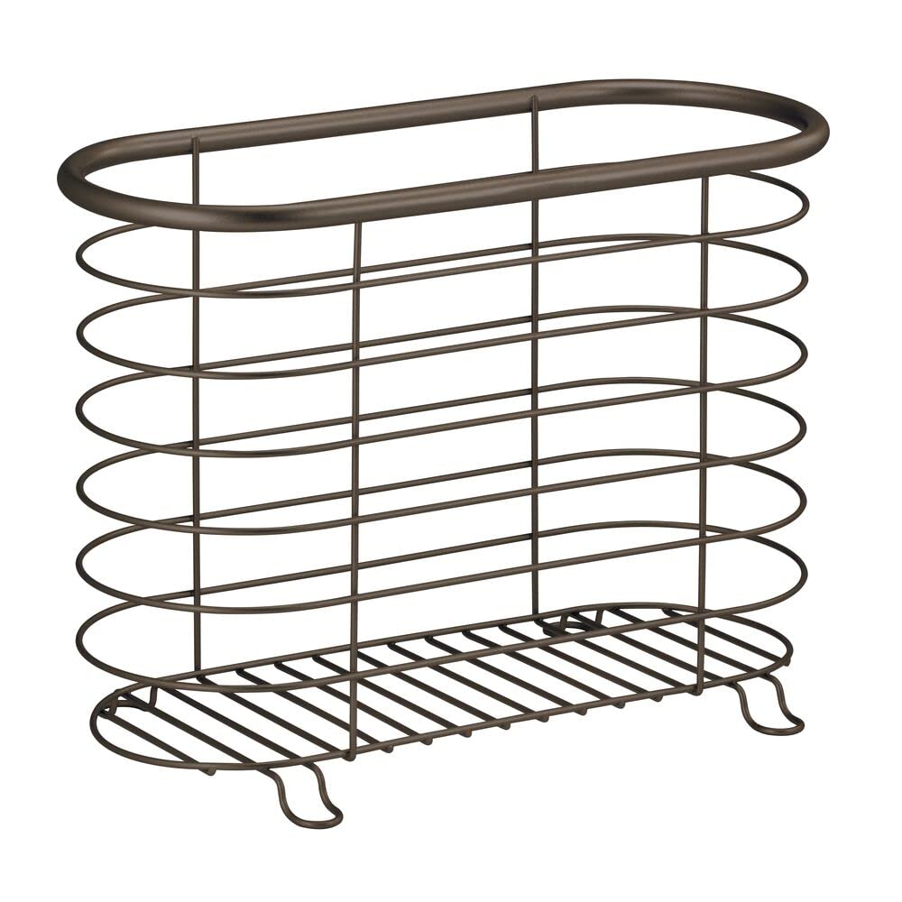 mDesign Newspaper and Magazine Rack for Bathroom, Office, Den - Bronze