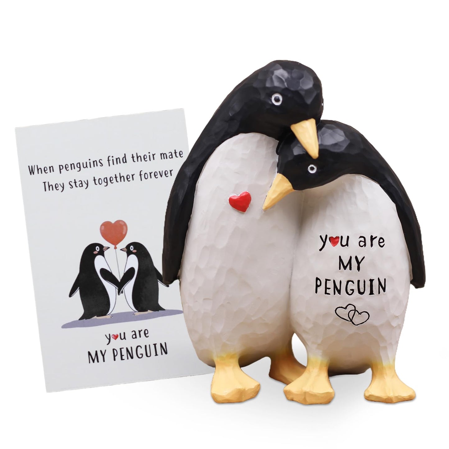 AUMELO Anniversary Wedding Gifts for Women Men Couple, Gifts for Him, Birthday Gift for Girlfriend Boyfriend, I Love You Gift for Wife Husband-Couple Penguin Figurine for Christmas Valentines Day