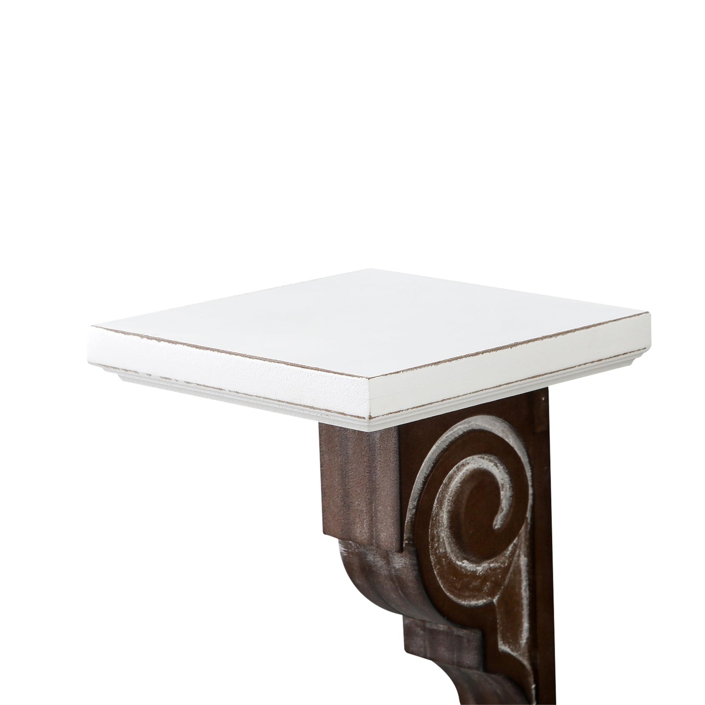 SOFE Small Wood Floating Shelf 12 Inches Tall, Farmhouse Wood Shelf for Wall, Decorative Rustic Candle Holder Shelf, White & Brown, Living Room, Bedroom, Dining Room Decor