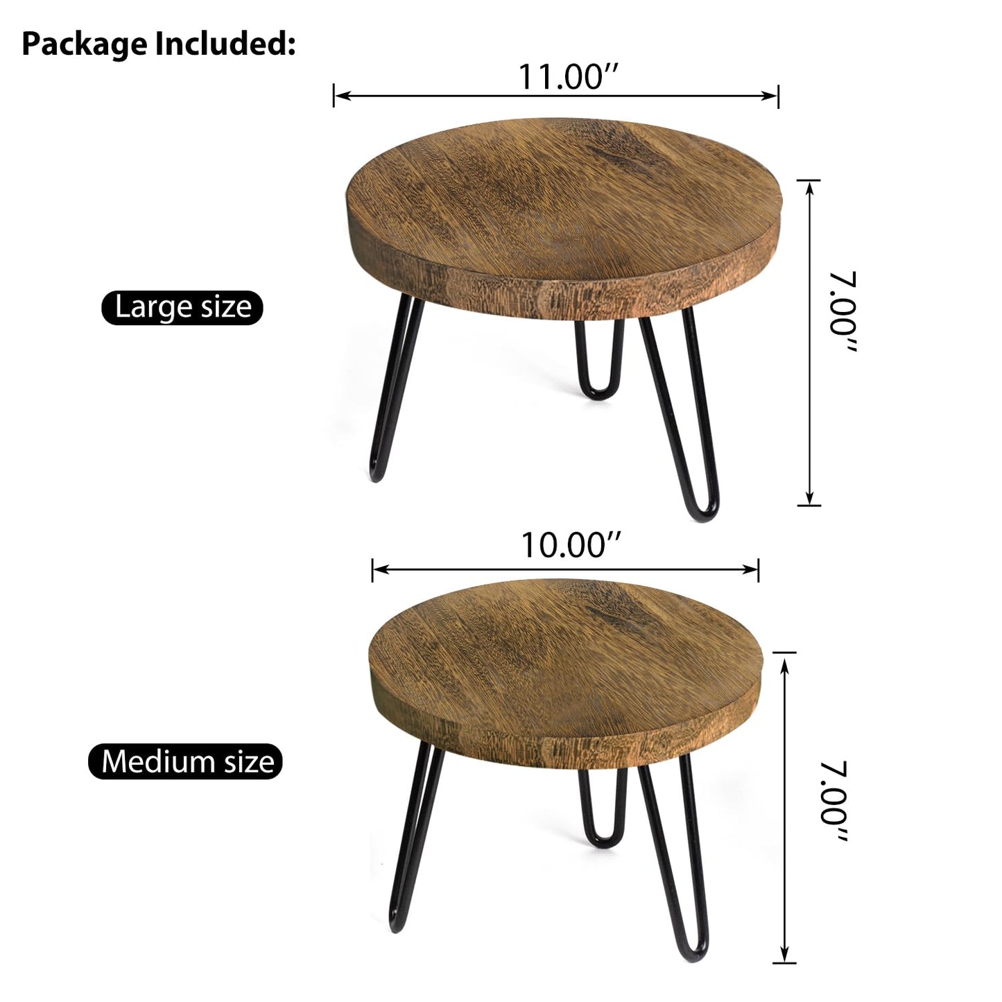 Plant Stand Indoor Outdoor, Wooden plant Stool, Mid Century Plant Stand for Indoor Plants, Wood Modern Plant Holder Rattan Flower, Low Short Boho Rustic Planter Stand Fit 5-15 Inch Pot(M, L)