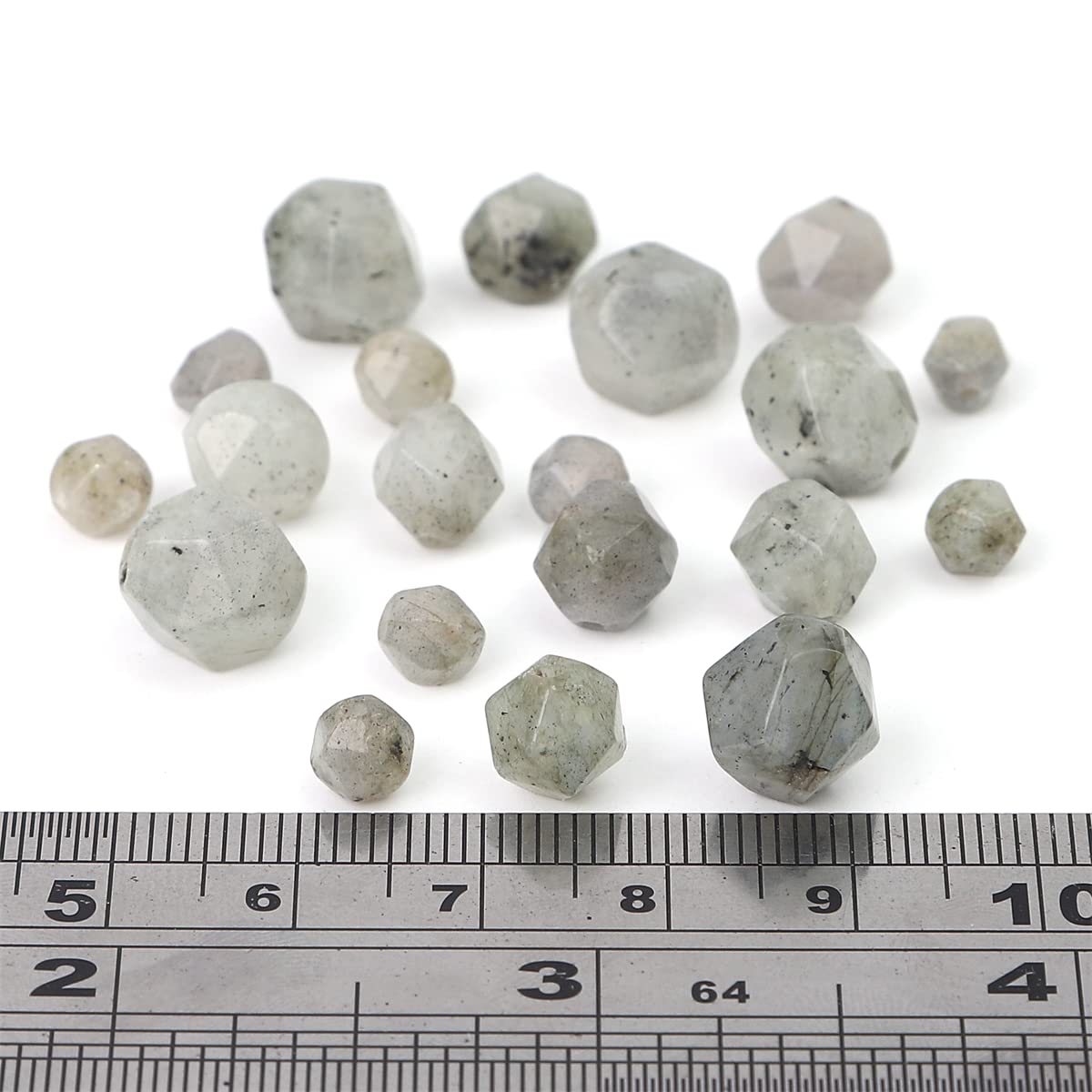 BEADIA Faceted Natural Spectrolite Stone Round Beads 6mm 36cm/Strand for Jewelry Making