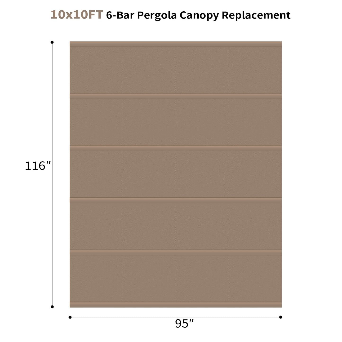 10' X 10' Pergola Shade Cover for Outdoor Retractable Durable Fabric Canopy Replacement Top Only, Sun Shade for Outside (Beige)