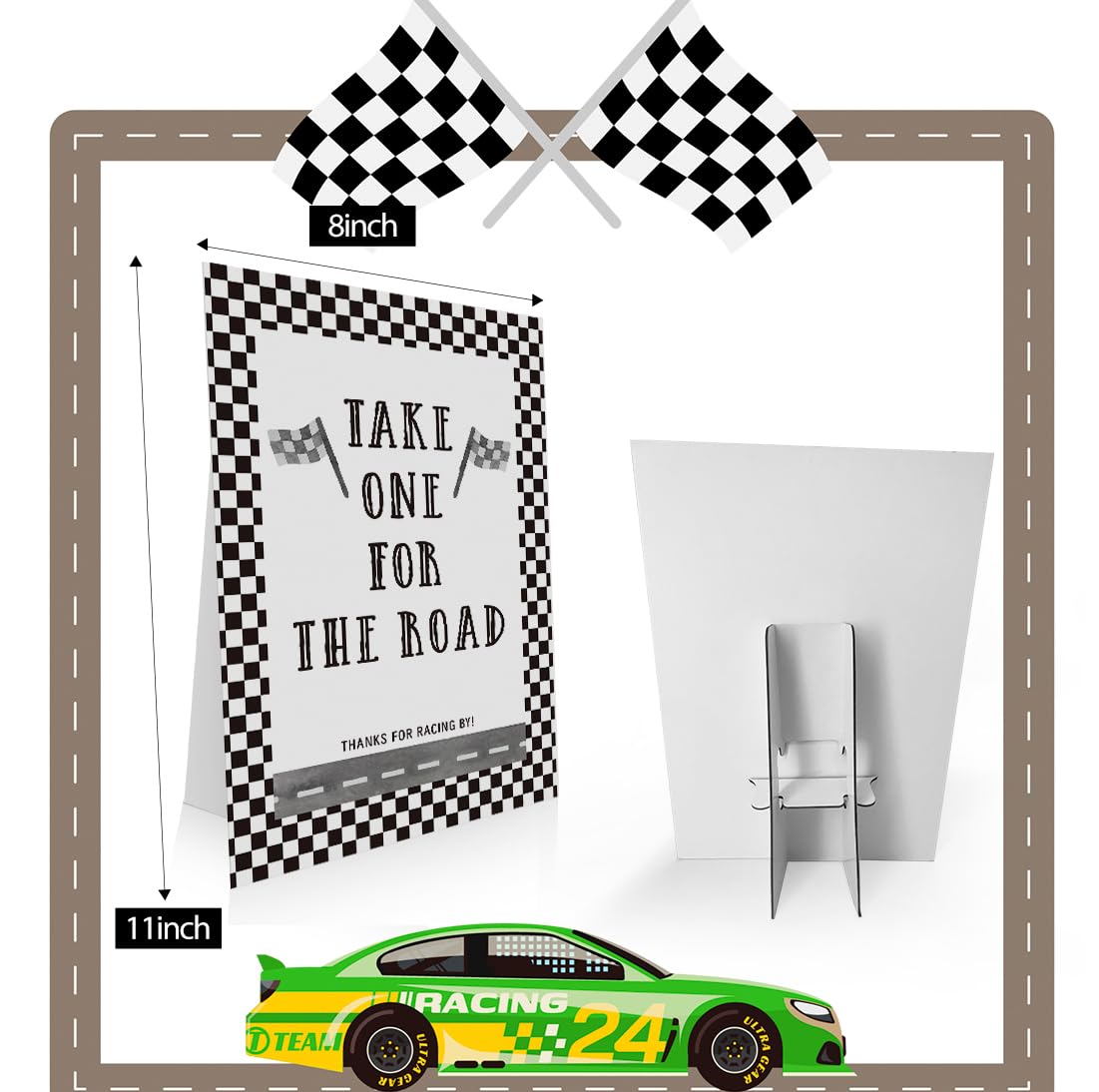 Race Car Birthday Favors Sign 8x11 Inch, Take One for the Road, Birthday Party Table Decor, Racing Party Signs, Race Car Boys Birthday Party Decorations -PDLP08