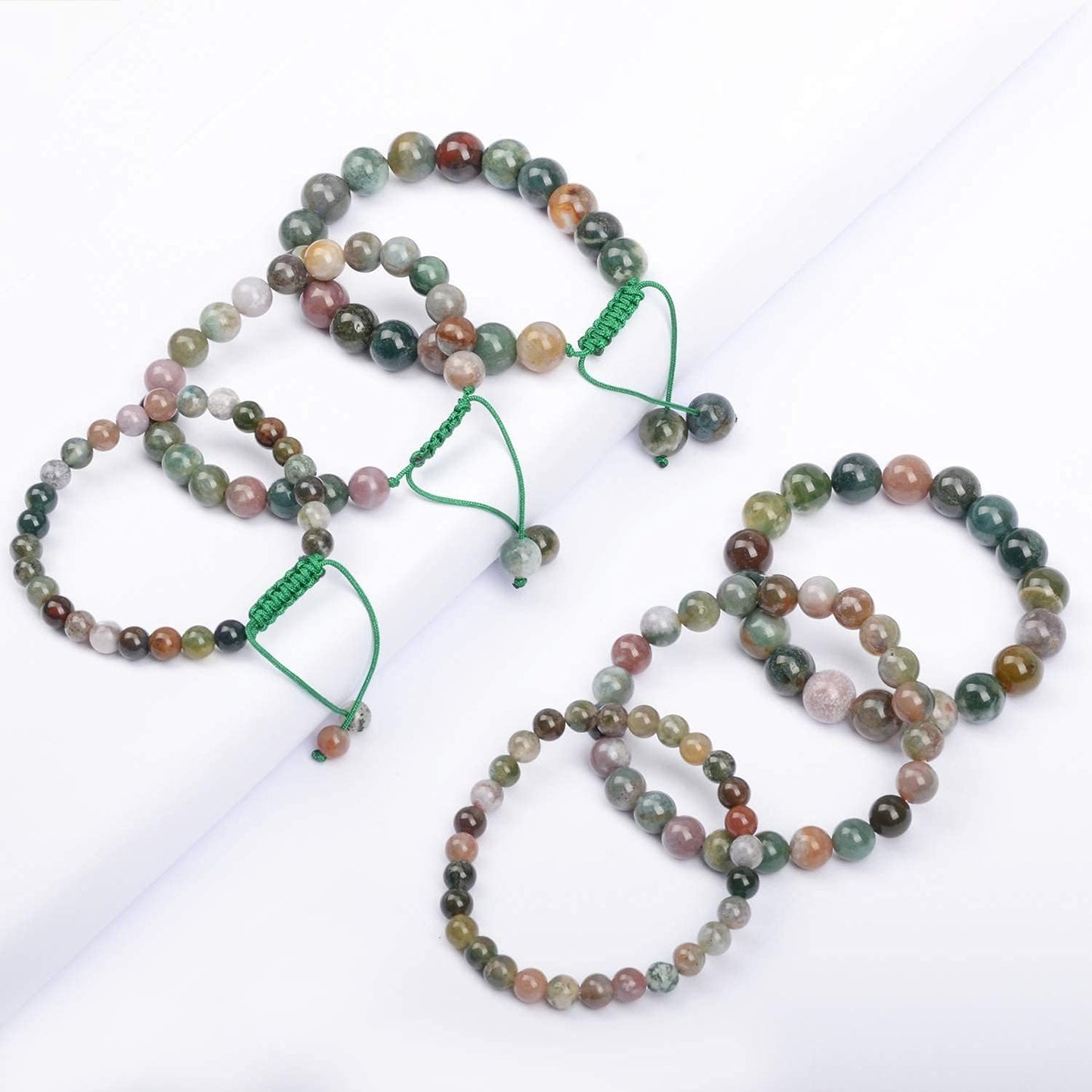 About 60pcs 6mm Natural Stone Beads Indian Agate Beads Crystal Gemstone for Jewelry Making, DIY Bracelet Necklace