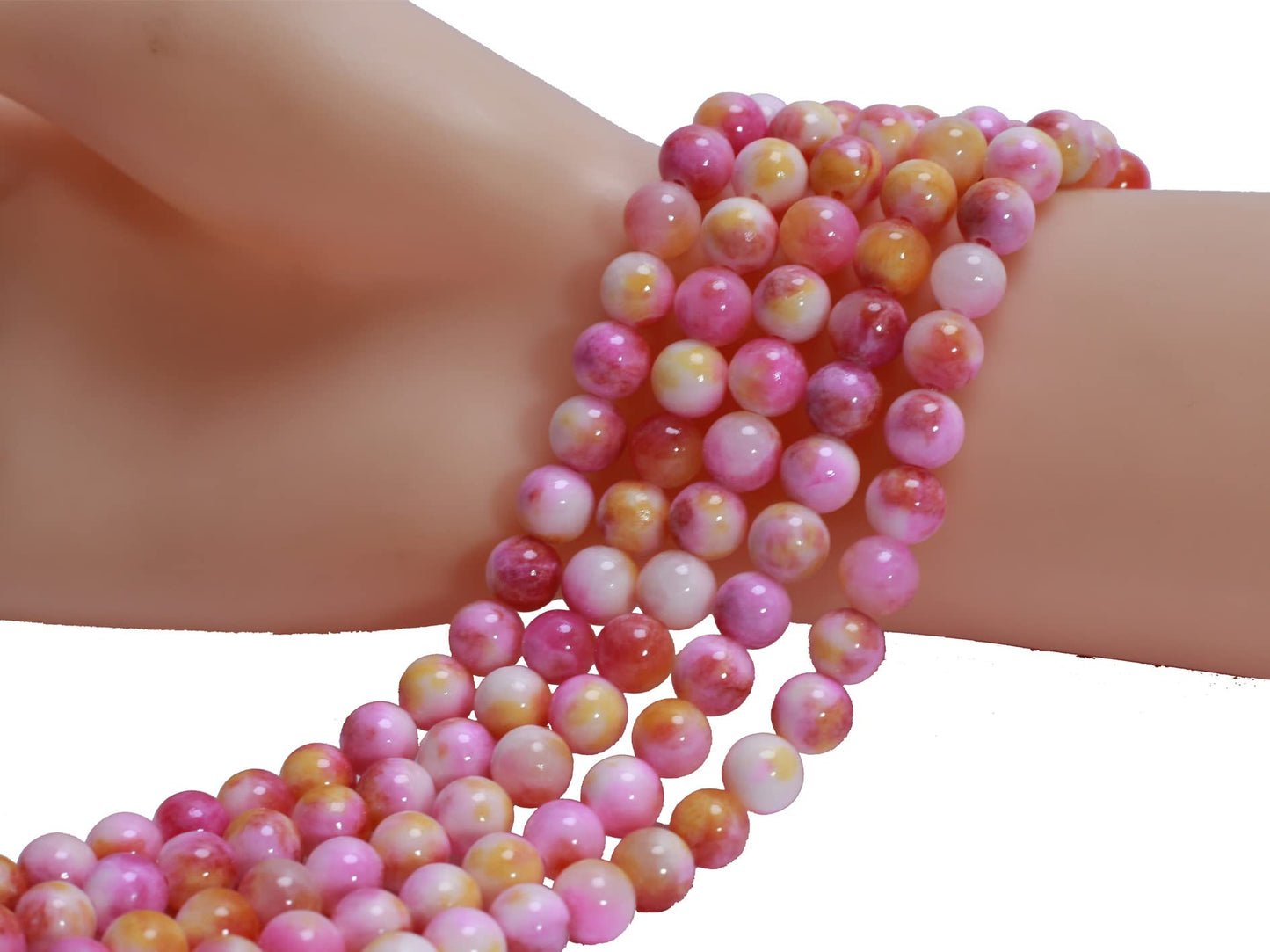 ZHFMLY 8mm Natural Persian Jade Beads,100pcs Green Colorful Dyed Healing Crystal Round Loose Stone Beads for Jewelry Making, DIY Bracelets Necklaces, Chakra Energy Craft Supplies