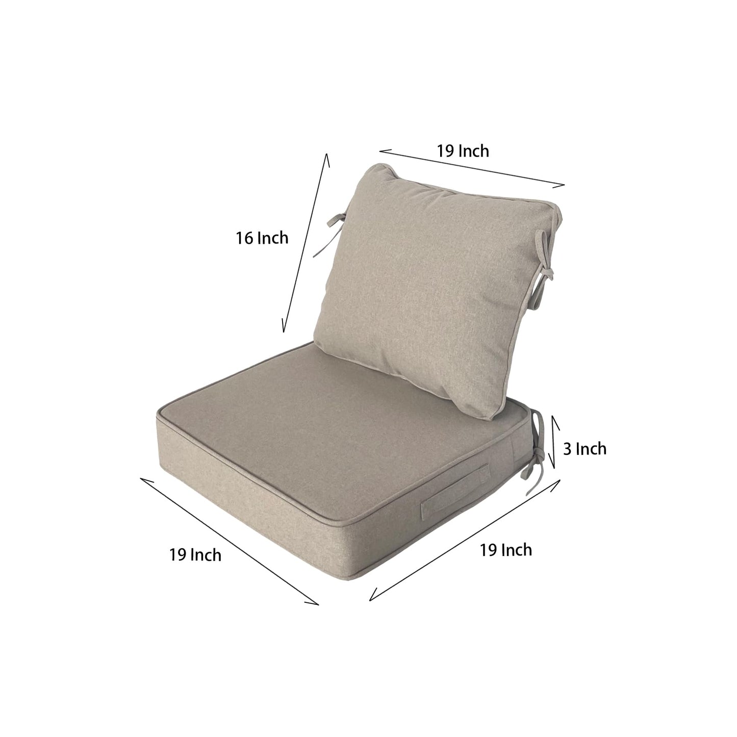 Garden lucky 19"x19" Outdoor Universal Cushion Set of 1, Patio Cushions with Handles & Ties, Water-Proof Stain-Resistant UV Resistant Weather Resistant High Resilience Foam with YKK Zippers,Riverbed