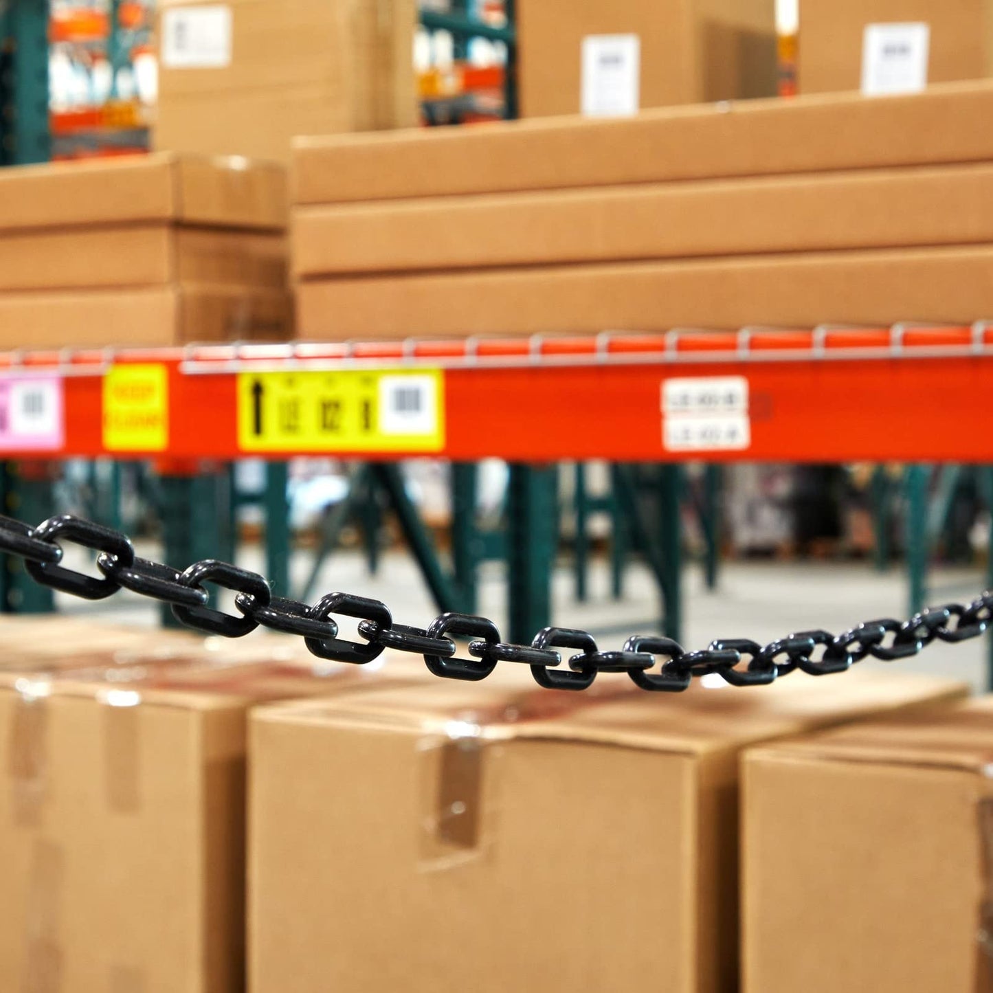 Stockroom Plus Plastic Chain - 100 ft, Black Plastic Chain Links - Safety Barrier for Fence, Driveway, Parking Lot & Gate