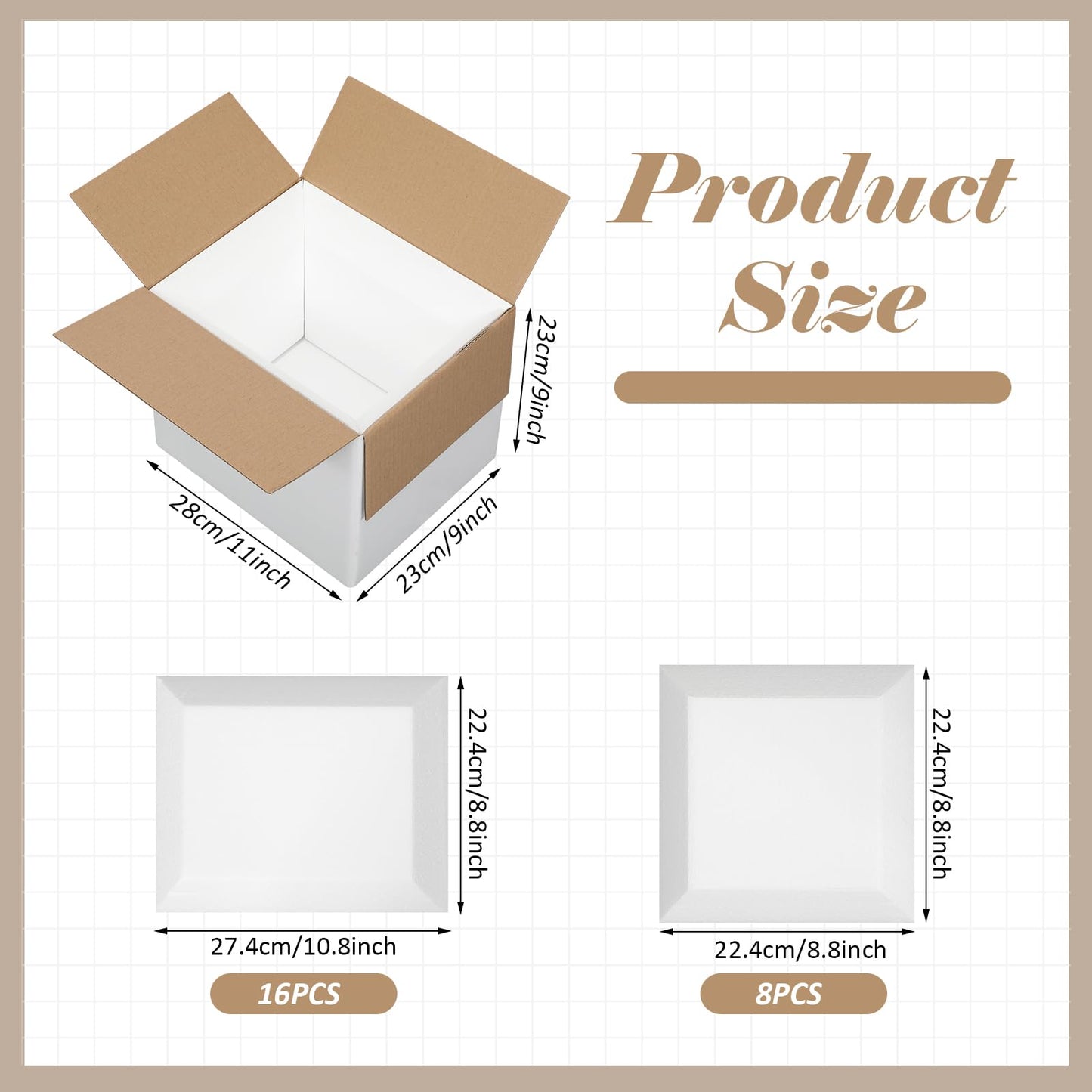 Feifeiya 4 Pack Insulated Shipping Cooler with Foam Panels 11" x 9" x 9" Reusable Shipping Box for Frozen Food Mailing Packing