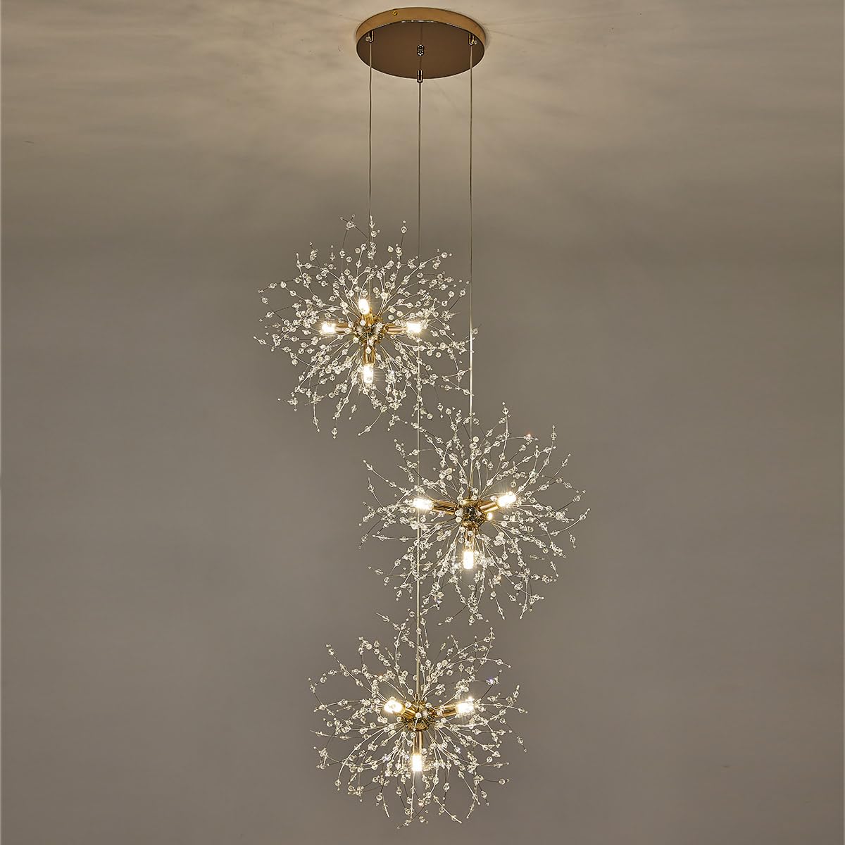TELAFLY Crystal Firework Chandeliers,Modern Dandelion Starburst Ceiling Hanging Pendant Lighting Fixtures for Dining Room Bedroom Kitchen Living Room (8-Light)