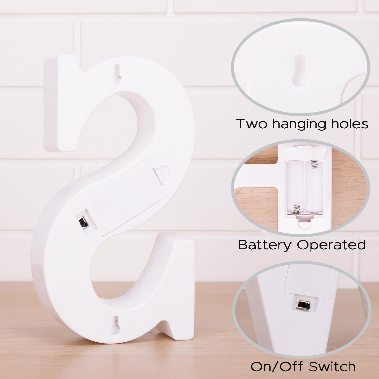DyingSwan Small Led Marquee Letters, Light Up Letters, 8.58 Inch Led Letter Lights, Battery Powered Lighted Sign for Table, Party, Birthday, Christmas Decor (Letter S)