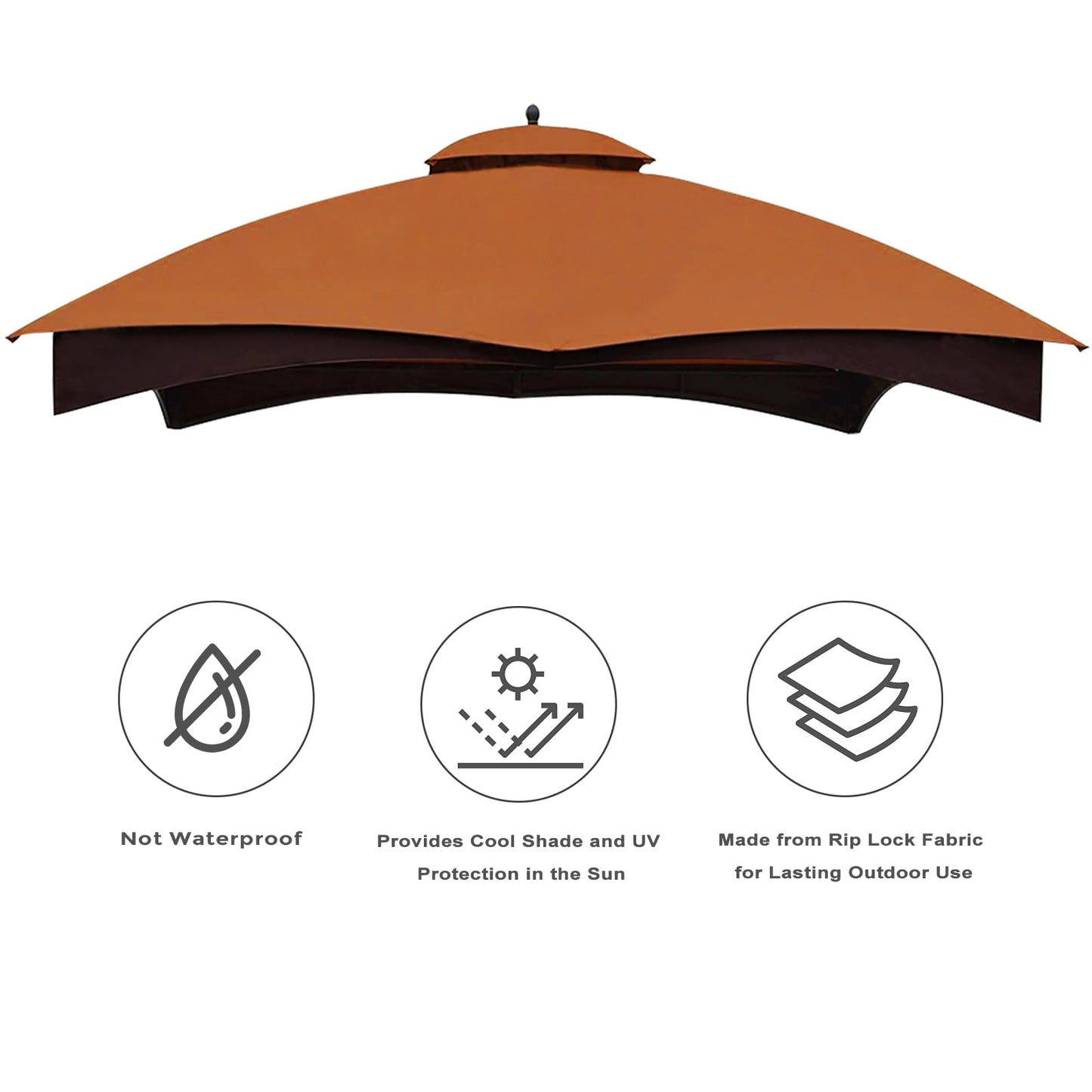Eurmax USA High Performance Replacement Canopy Top for Lowe's Allen Roth Heavy Duty Gazebo Roof Gazebo Top with Air Vent 10X12 Cover #GF-12S004B-1, Replacement Top Only (Rust)
