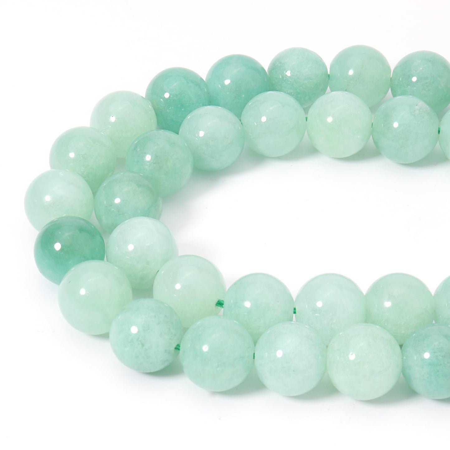 Siomia 45pcs 8mm Natural Green Burmese Jade Gemstone Beads Energy Healing Crystal Round Loose Stone Beads for Jewelry Making, DIY Bracelets Necklaces