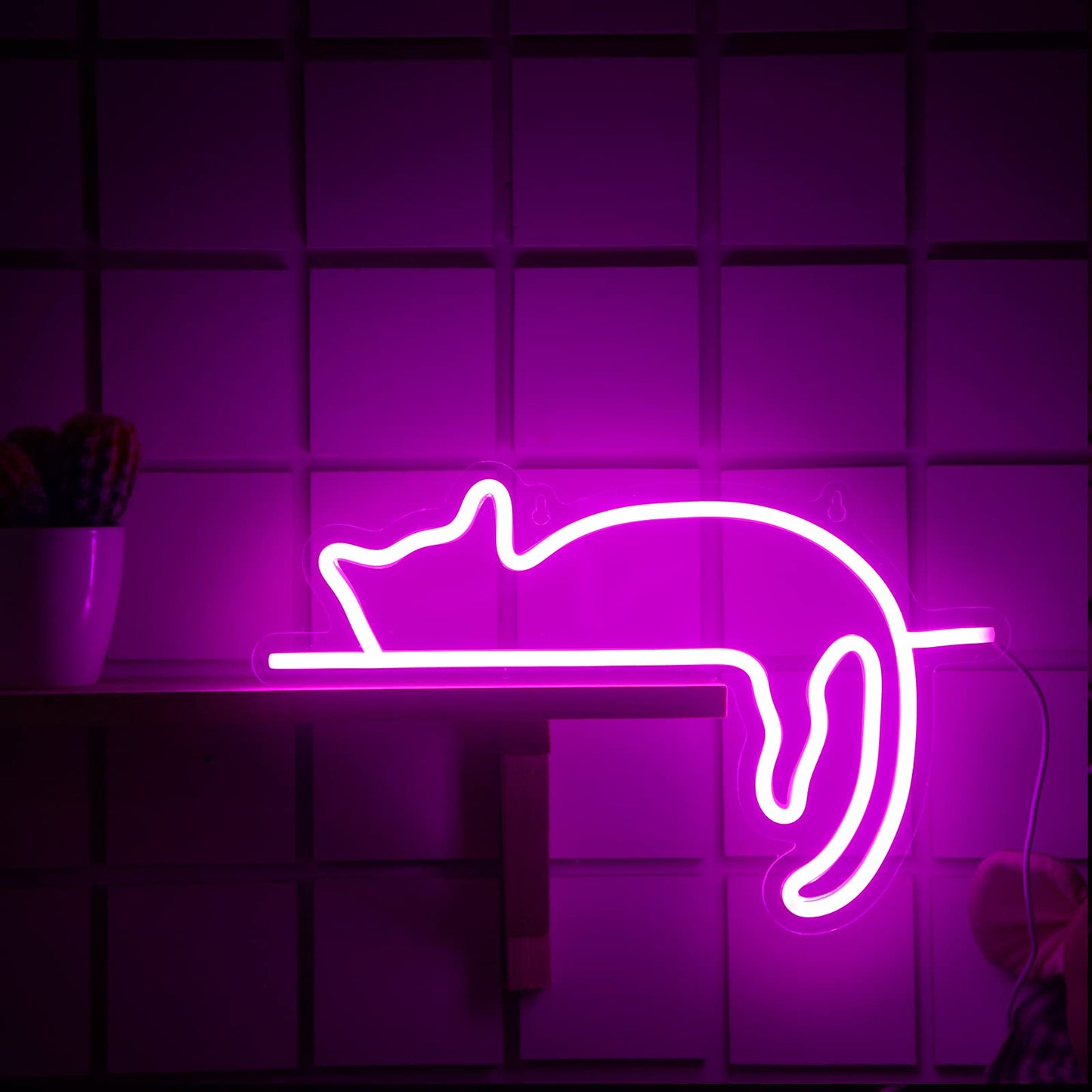 Kathfly Cat Neon Signs LED Neon Light Sign Lights Decor Animal USB Operated Decorative for Wall Art Decor Party Wedding Birthday Kids Girls Room Party Bar Background Decoration(Lovely Cat)