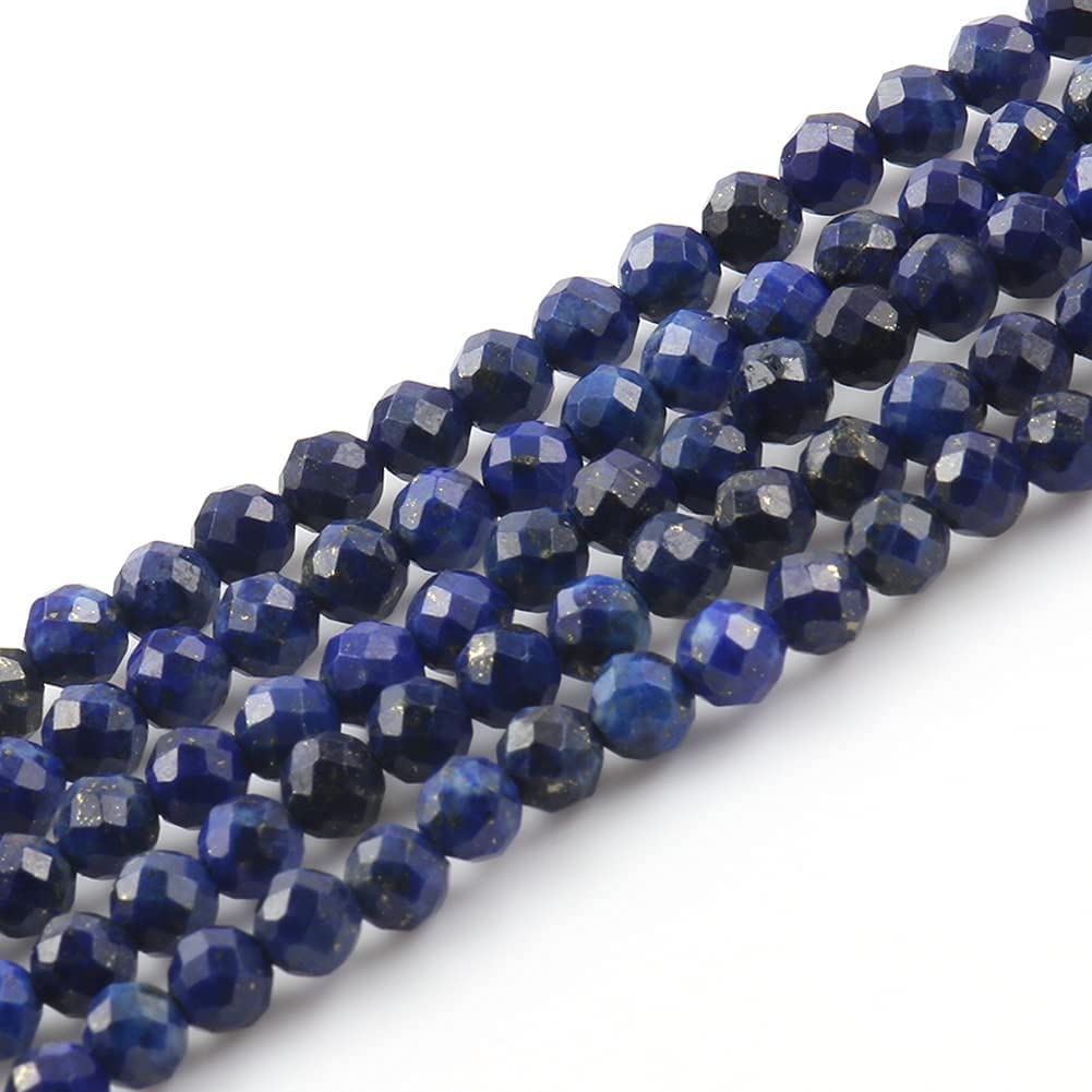 Song Xi 120pcs 3mm Natural Dark Lapis Lazuli Gemstone Beads Faceted Round Loose Stone Beads for Jewelry Making
