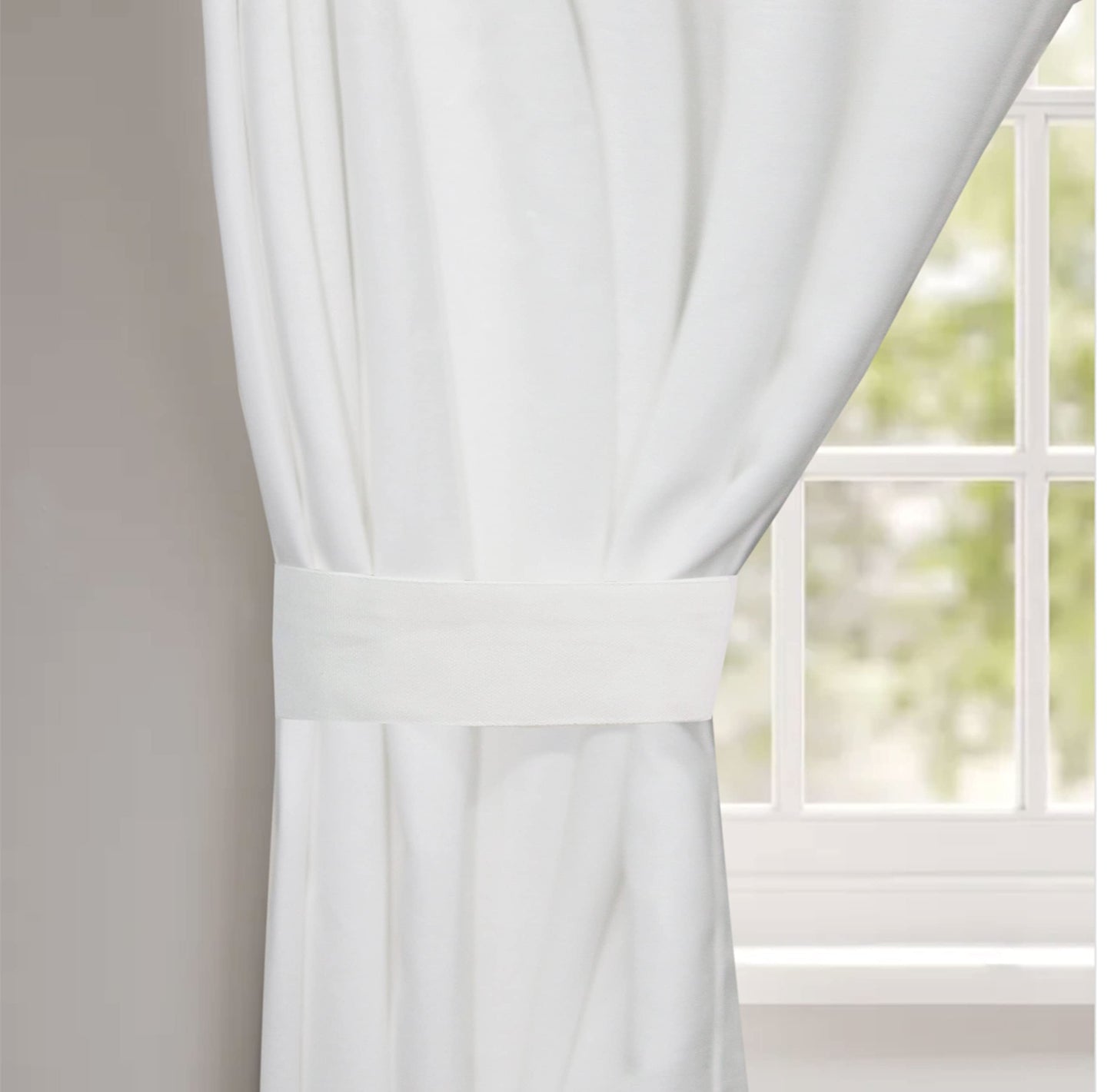 COTTON CRAFT White Curtain Window Panel Drapes - Set of 2 - Thick Cotton Duck Fabric Reverse Tab Top Window Treatment - Bonus Tie Backs - Clean Crisp Elegant Look - Bedroom Living Room - 50 W x 84 L