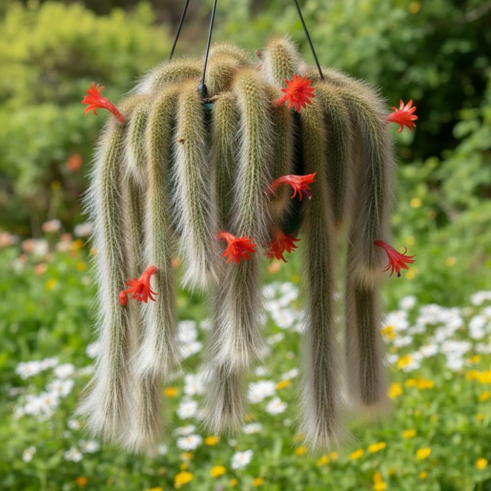 Monkey Tail Cactus Live Plant, Trailing Monkey Tail Cactus Plant, Houseplant Succulents in 2 Inch Pot for Indoor Outdoor Growing